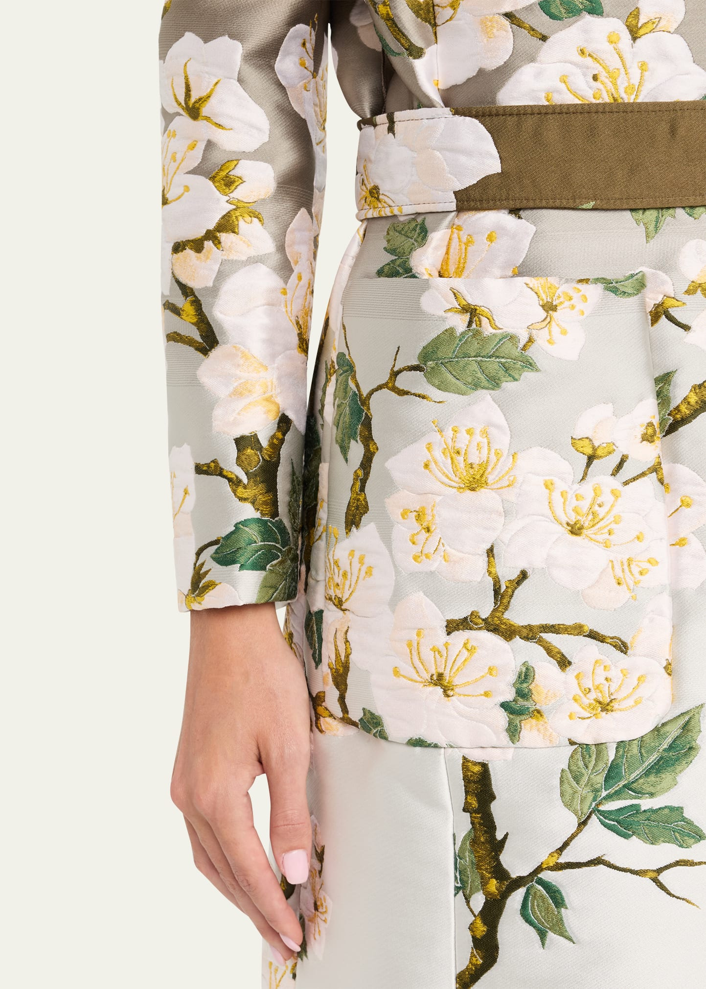 Cherry Blossom Degrade Jacquard Tie Coat - 5