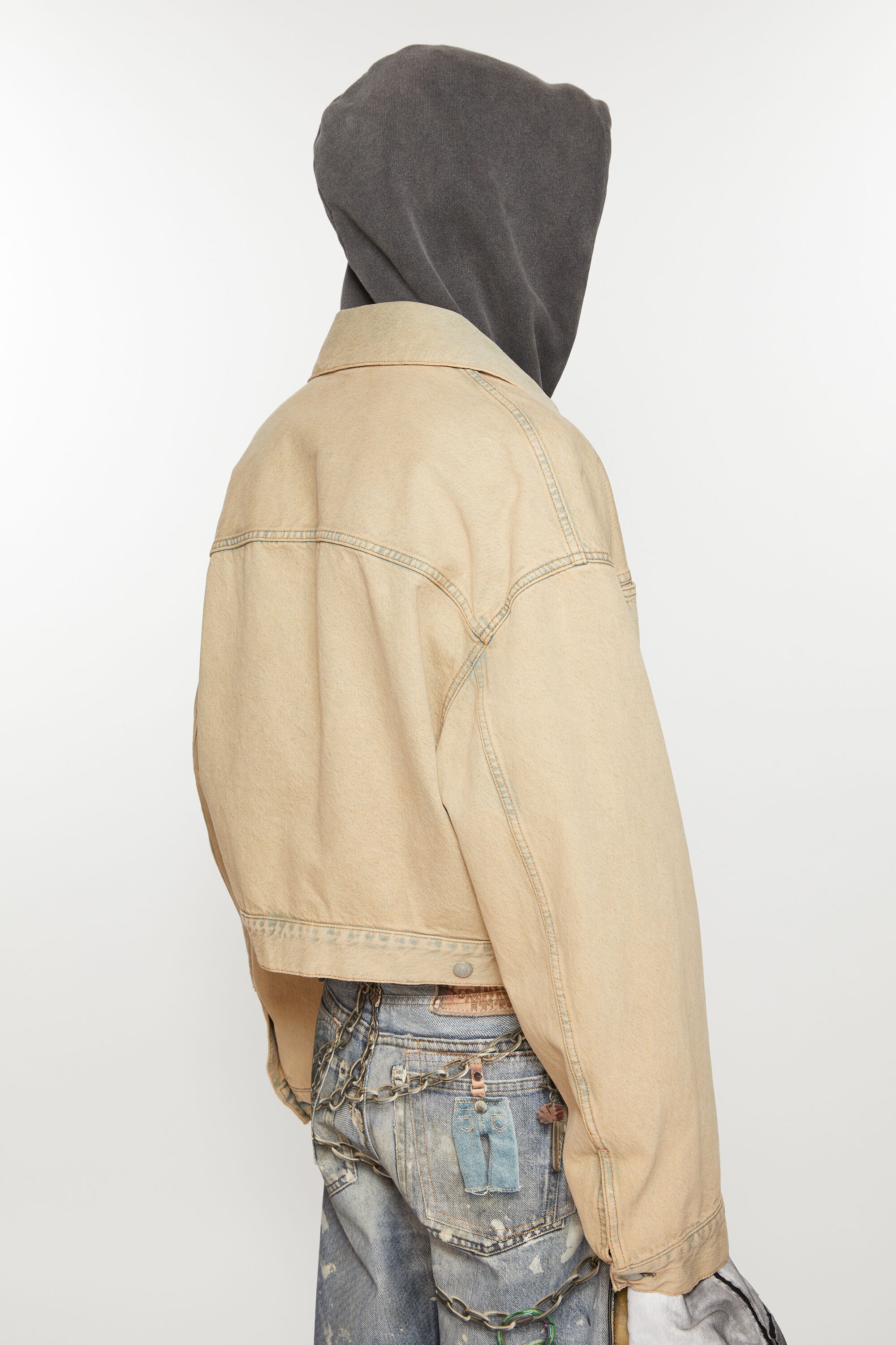 Denim jacket - Oversized cropped fit - Light Sand - 4