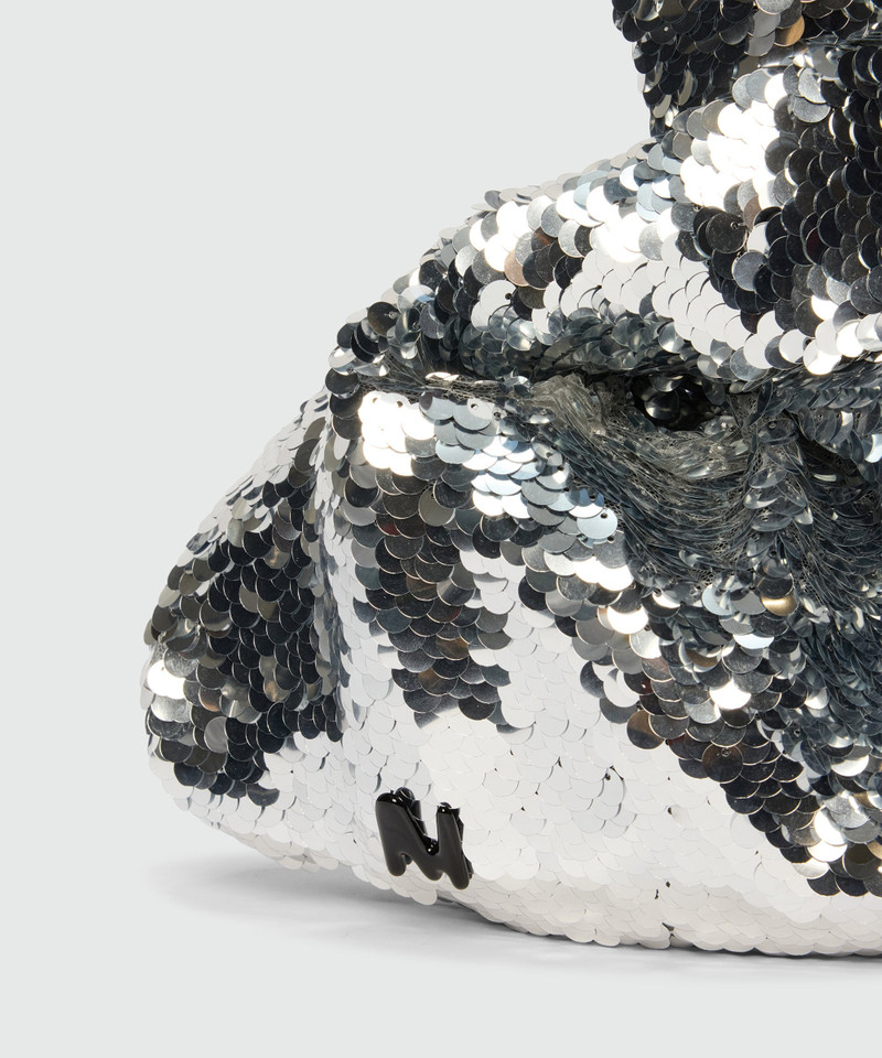 Silver sequin mini handbag. 4