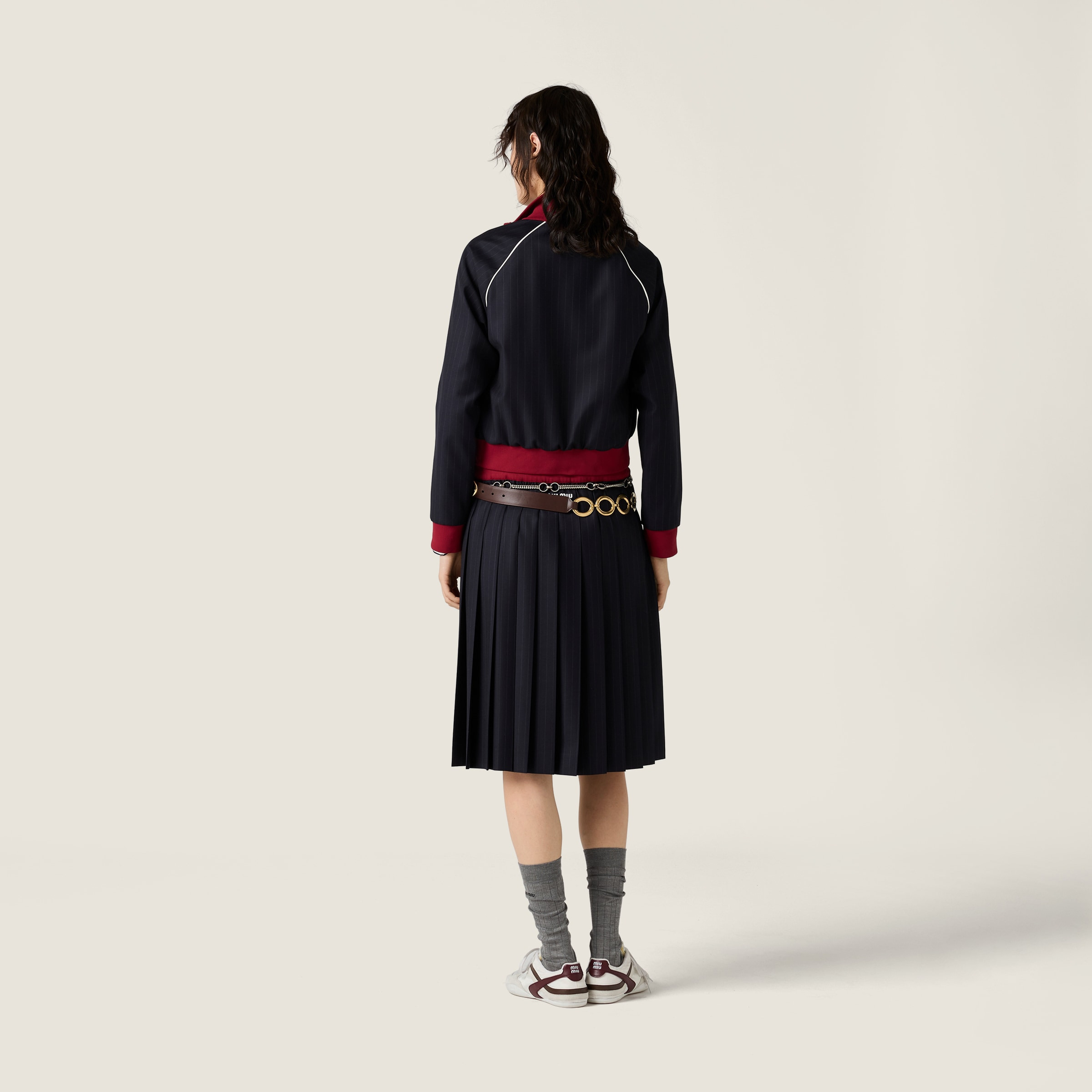 Pinstriped zipper blouson jacket - 3