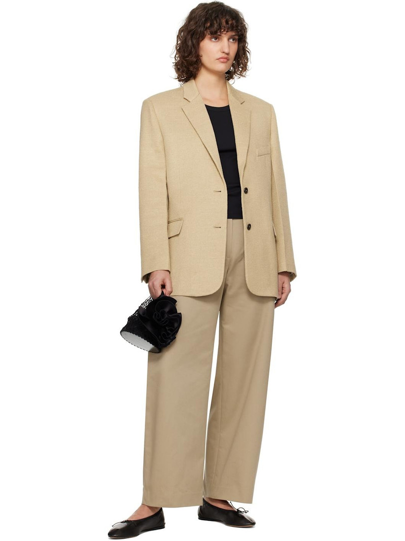 RECTO Beige Oversize Single Breasted Tweed Blazer outlook