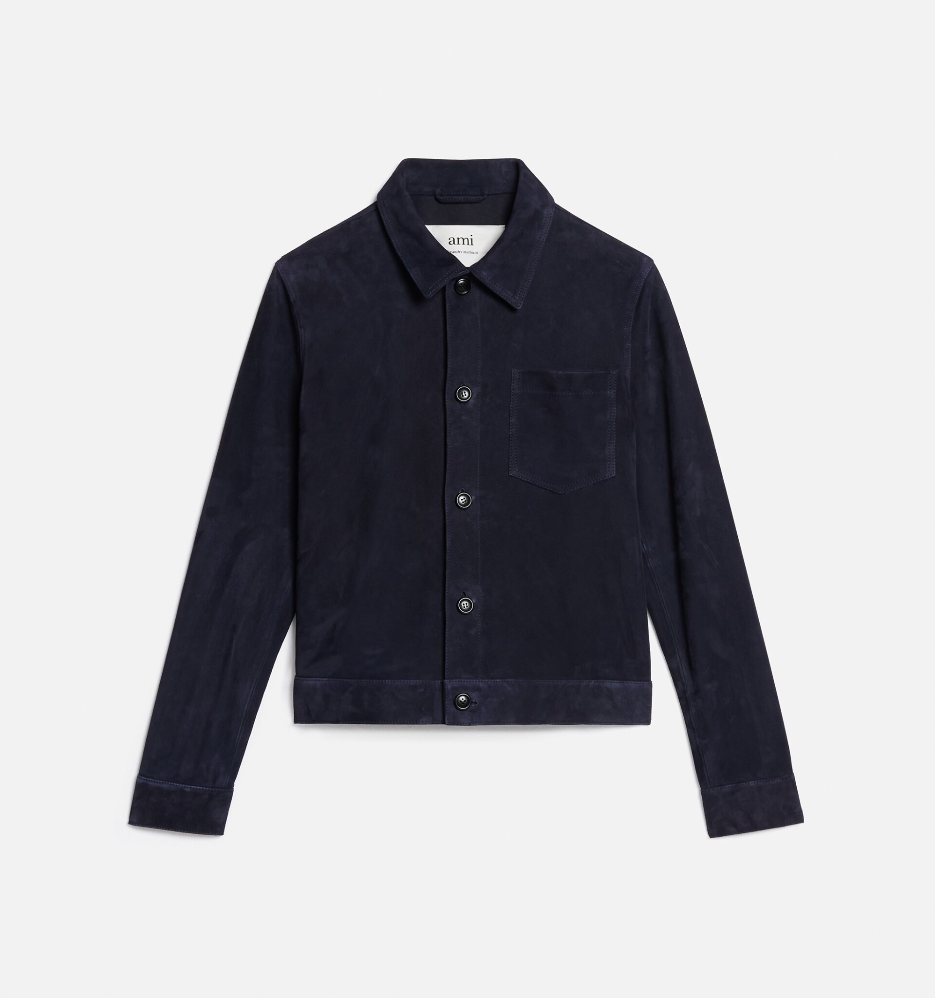 Suede Leather Buttoned Overshirt - 5