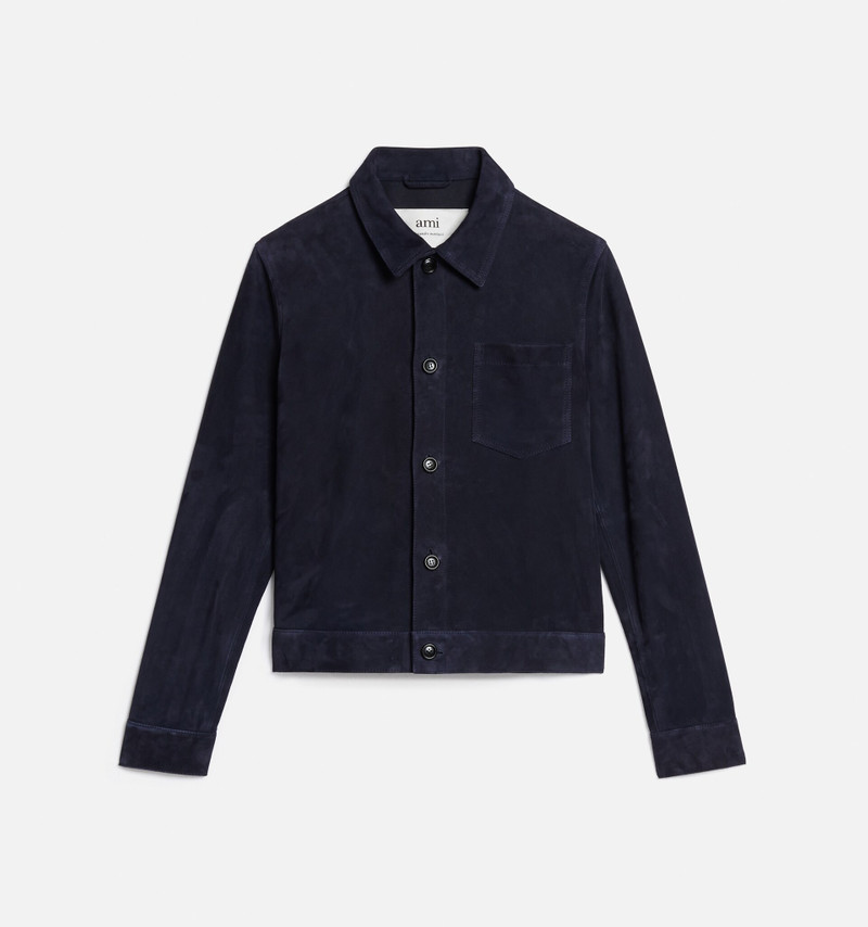 Suede Leather Buttoned Overshirt 5
