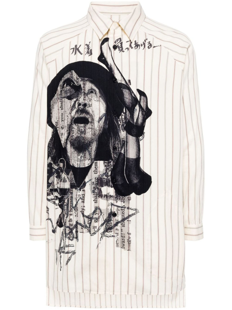 portrait-print striped shirt 1