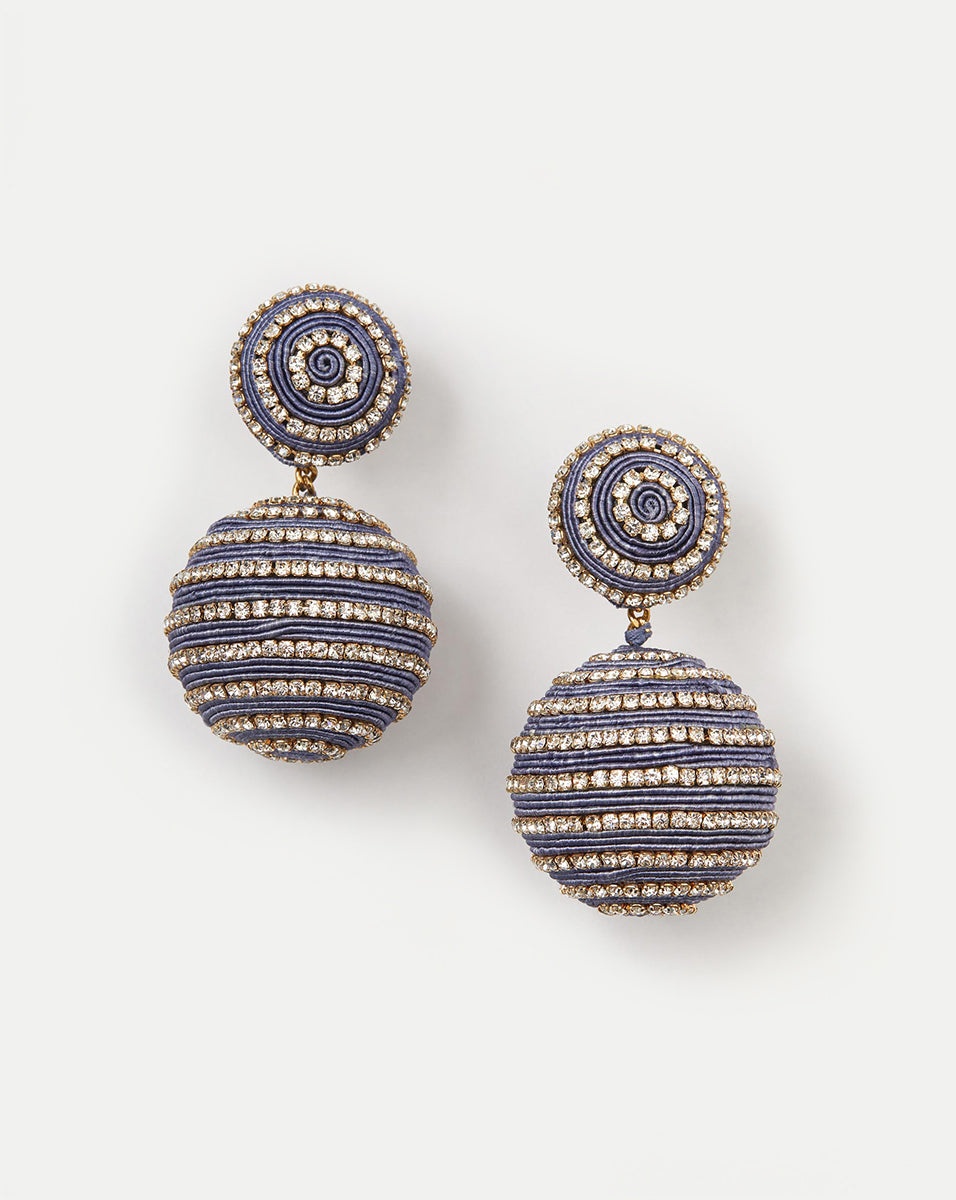 CRYSTAL BLUE STRIPE DROP EARRINGS | POST BACKING - 3