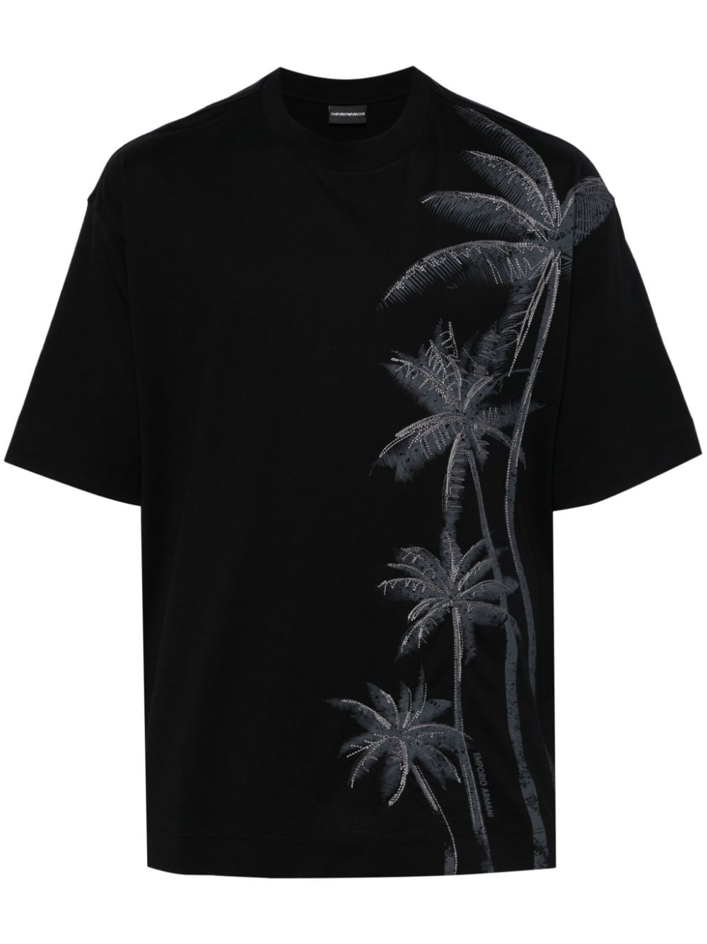 palm-tree print cotton T-shirt - 1