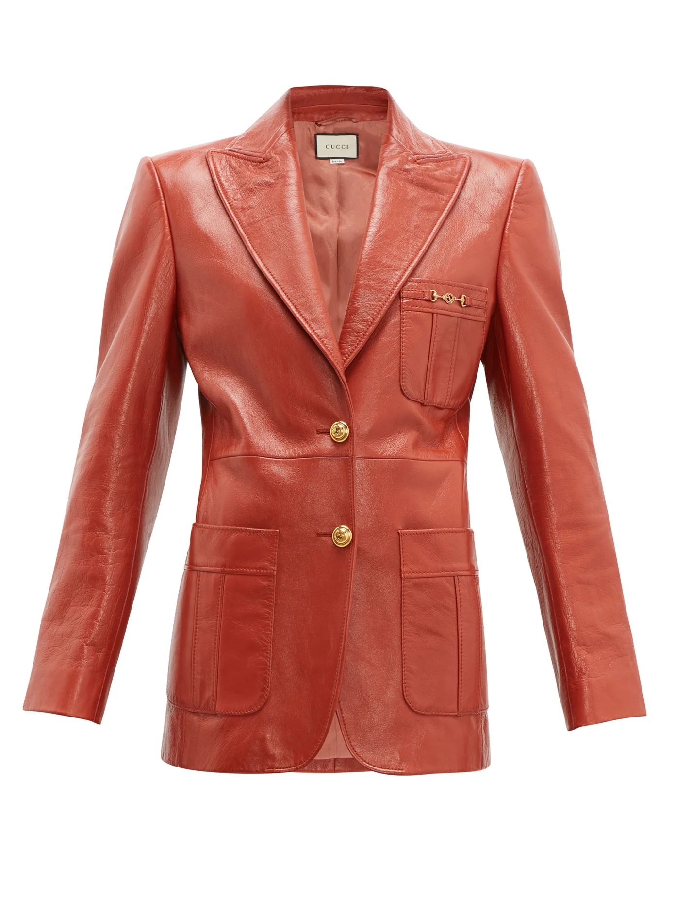 Peak-lapel leather jacket - 1