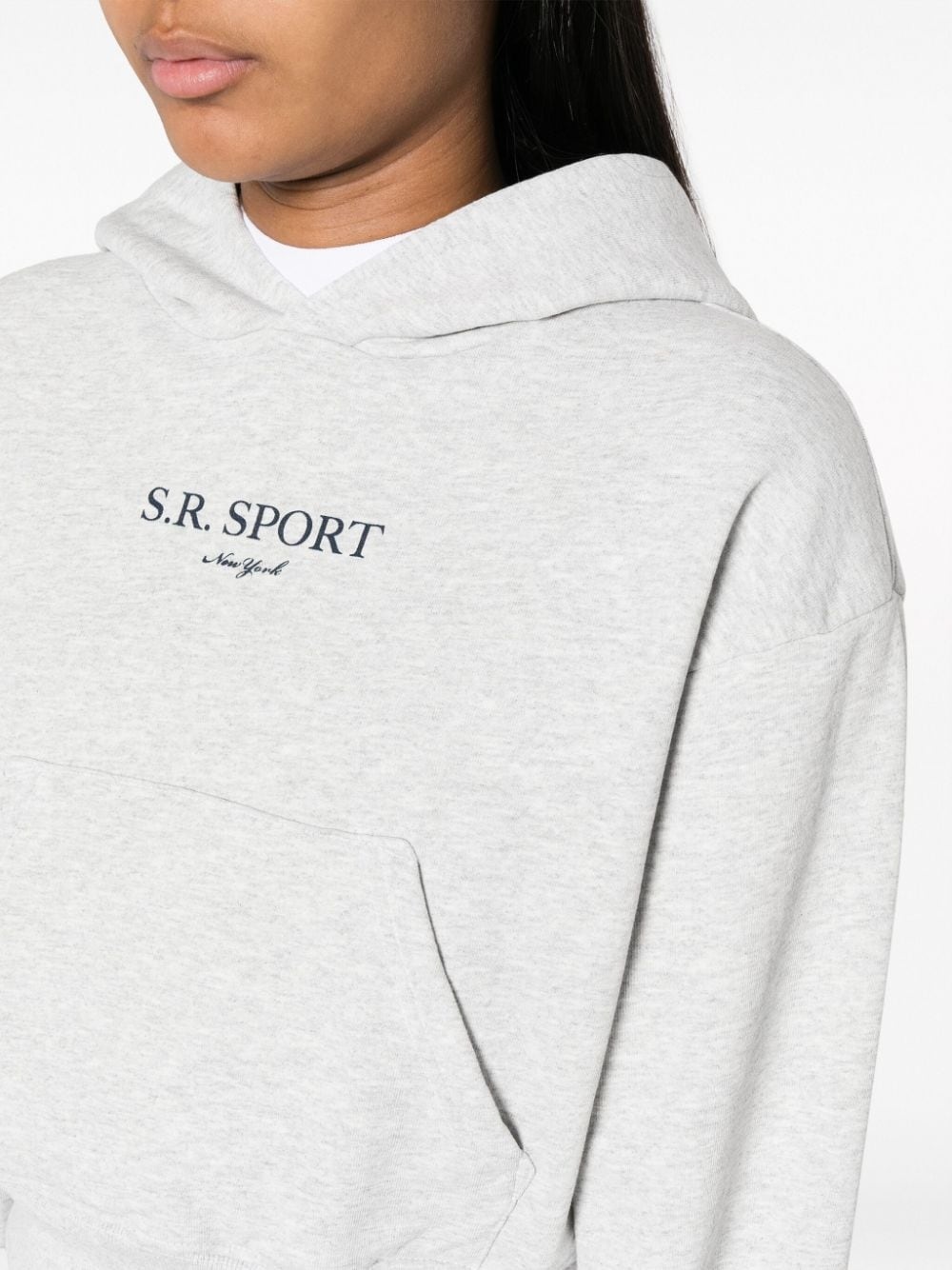 slogan-print mÃ©lange-effect hoodie - 5