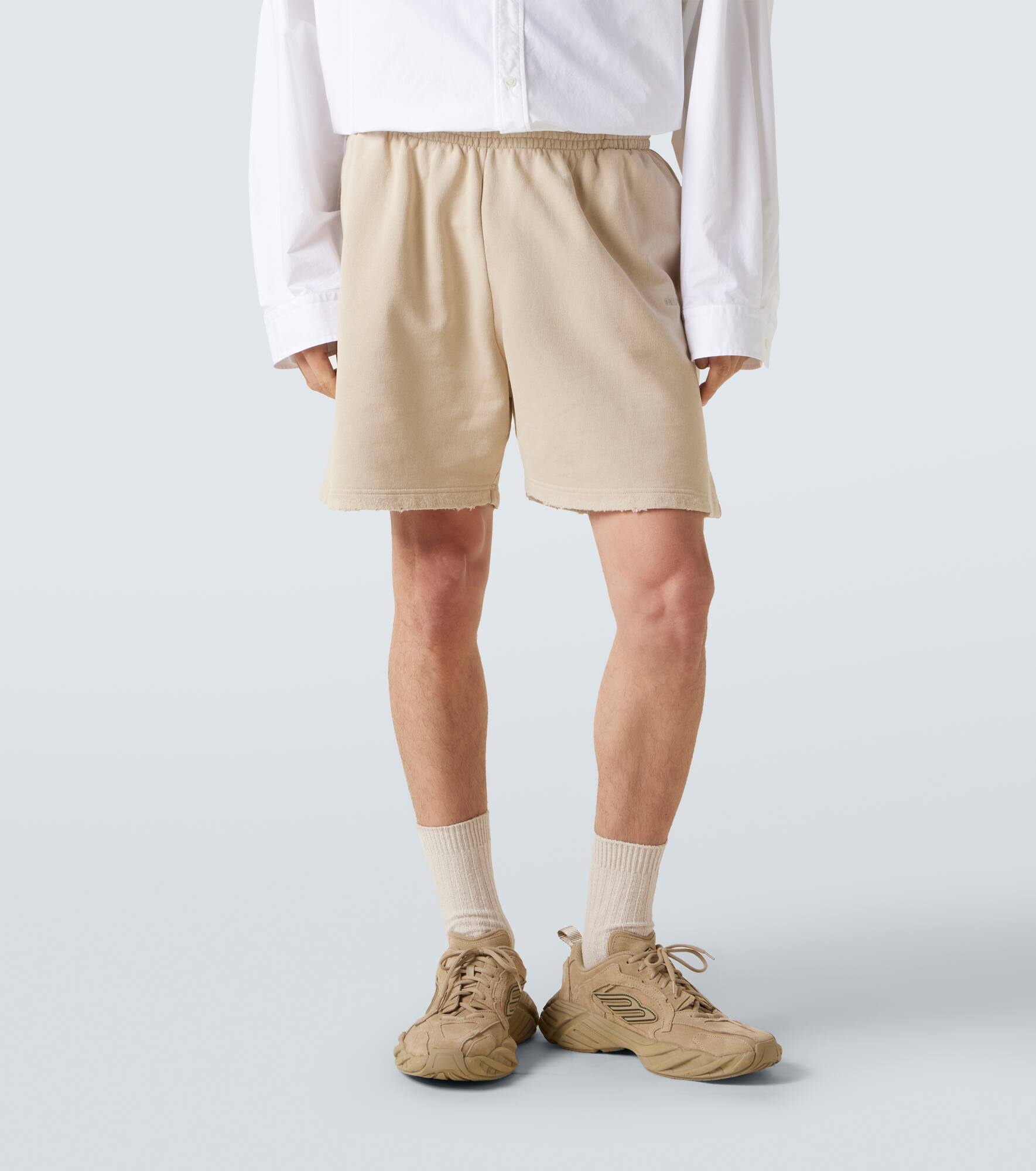 Back distressed logo cotton shorts - 3