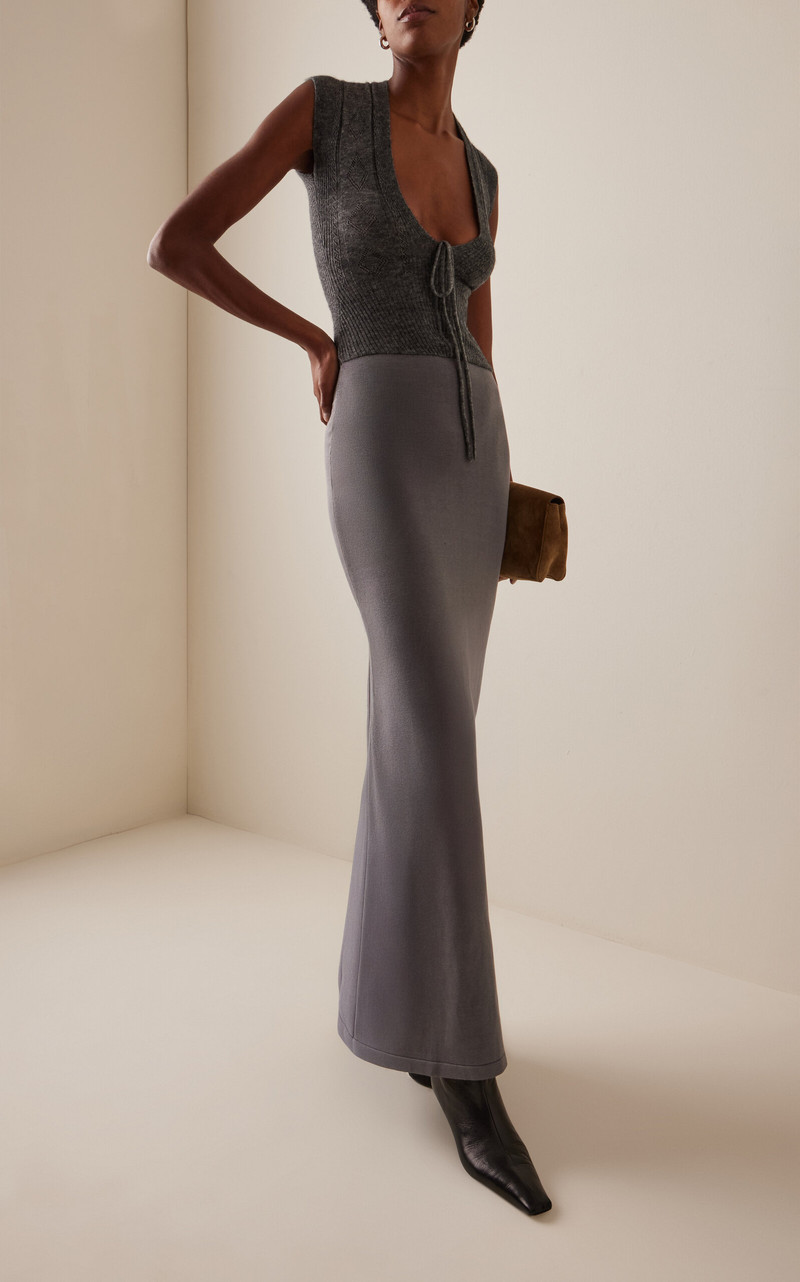 AYA MUSE Caius Wool-Cashmere-Silk Maxi Dress grey outlook