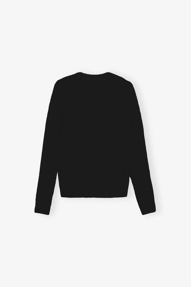 BLACK BRUSHED ALPACA O-NECK SWEATER 8