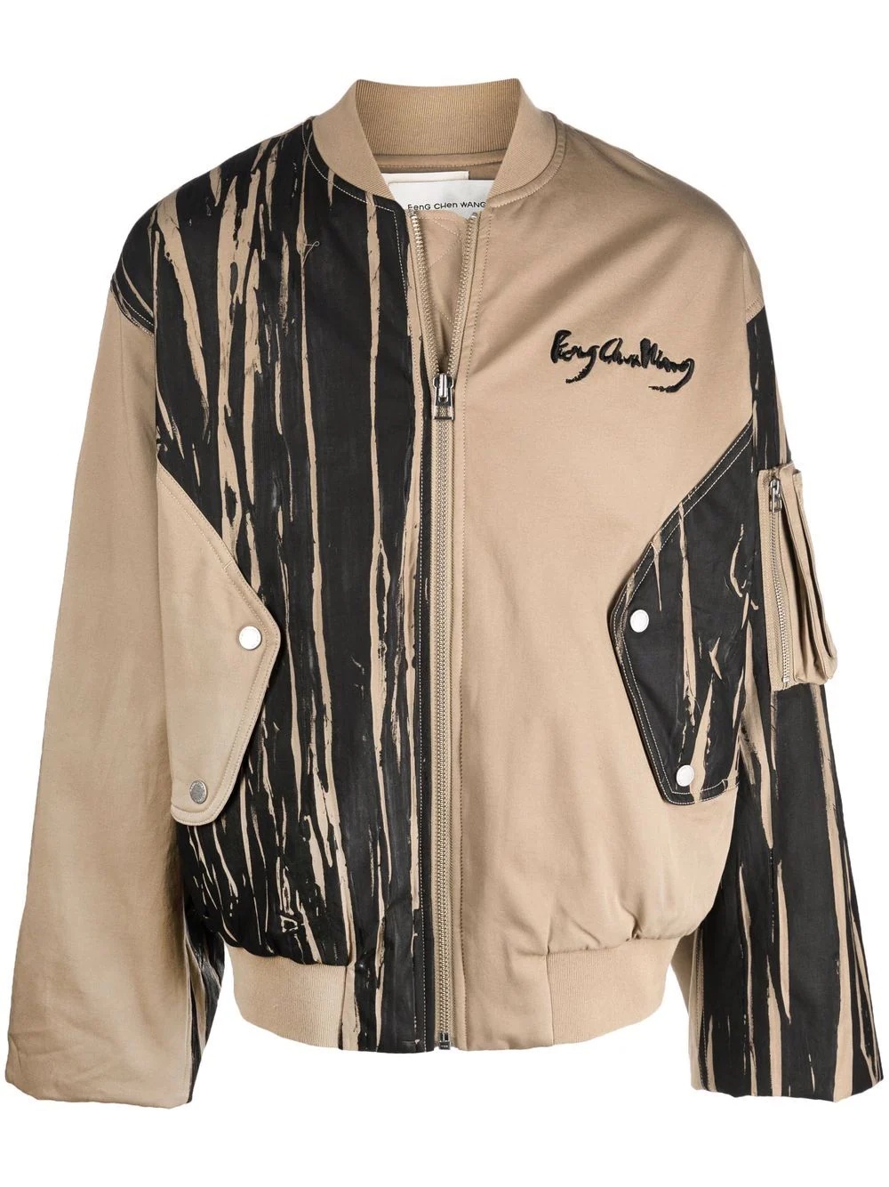 striped graphic bomber jacket - 1