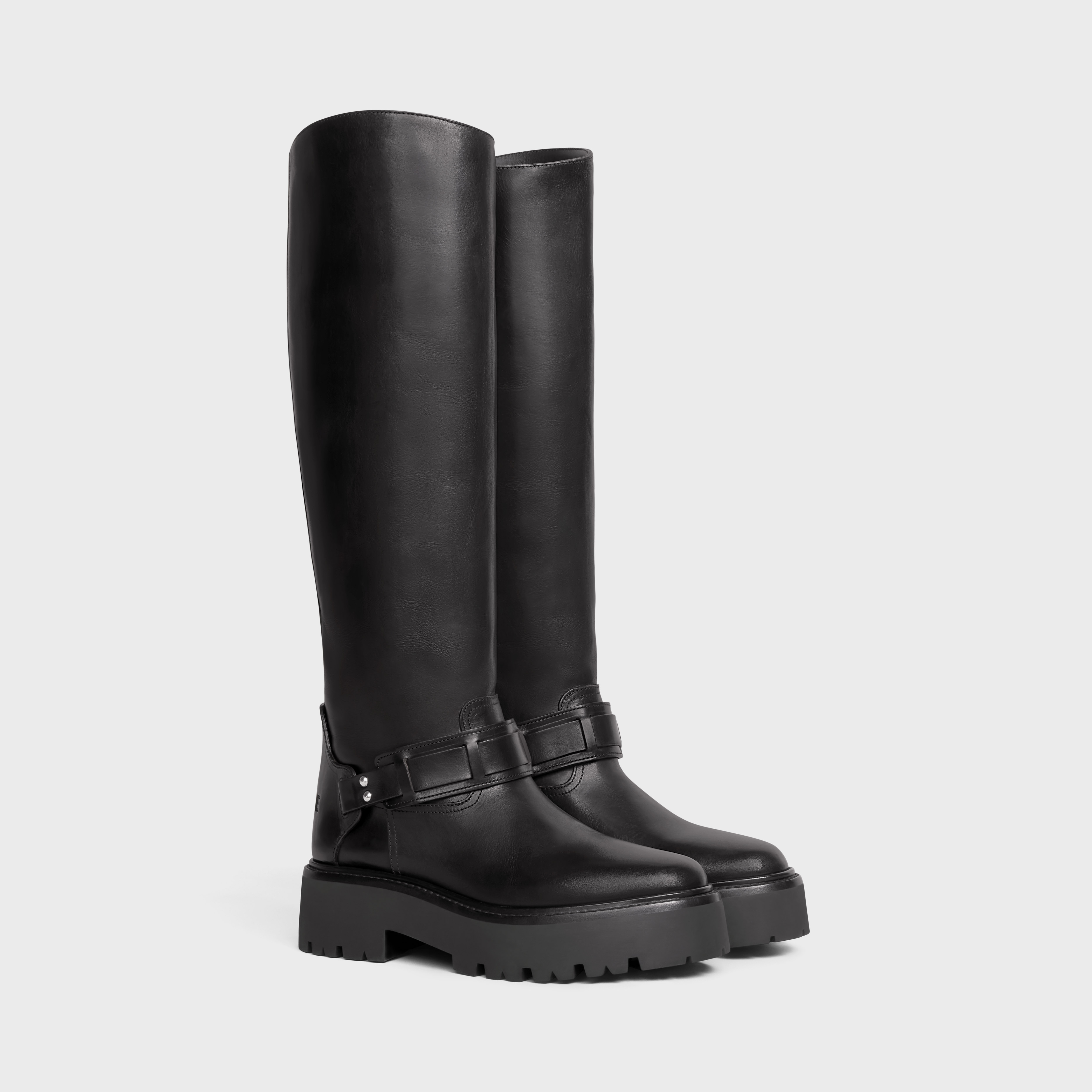 CELINE BULKY HIGH BOOT WITH HARNESS in Calfskin - 2