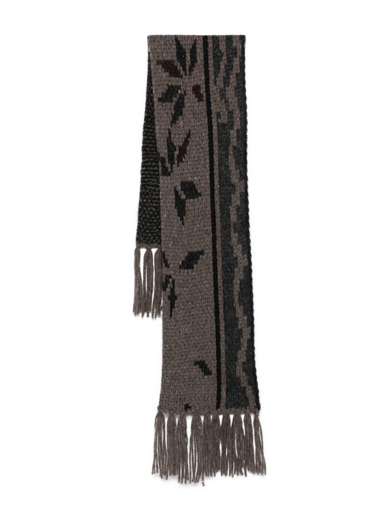 floral-pattern fringed scarf 1