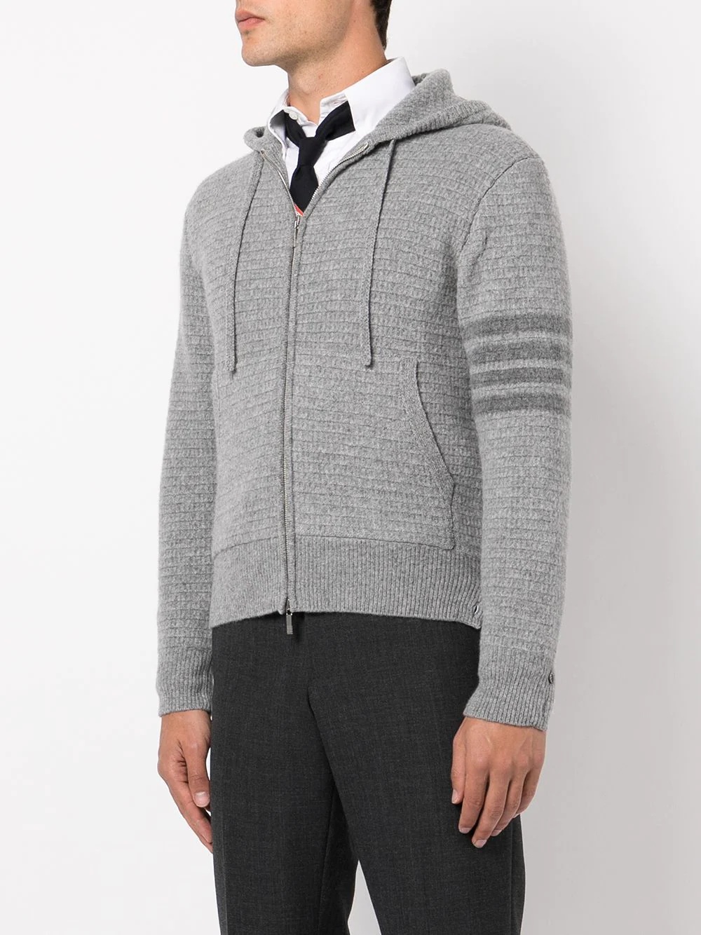 ZIP UP HOODIE W/ 4BAR IN OVERWASHED CASHMERE - 3