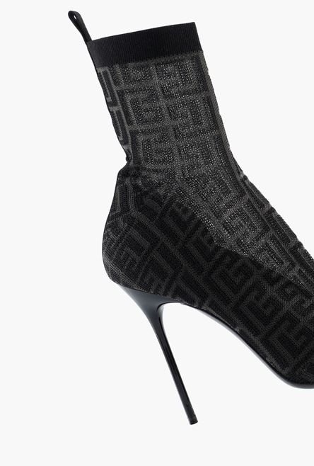 Black stretch mesh Skye ankle boots with Balmain monogram - 6
