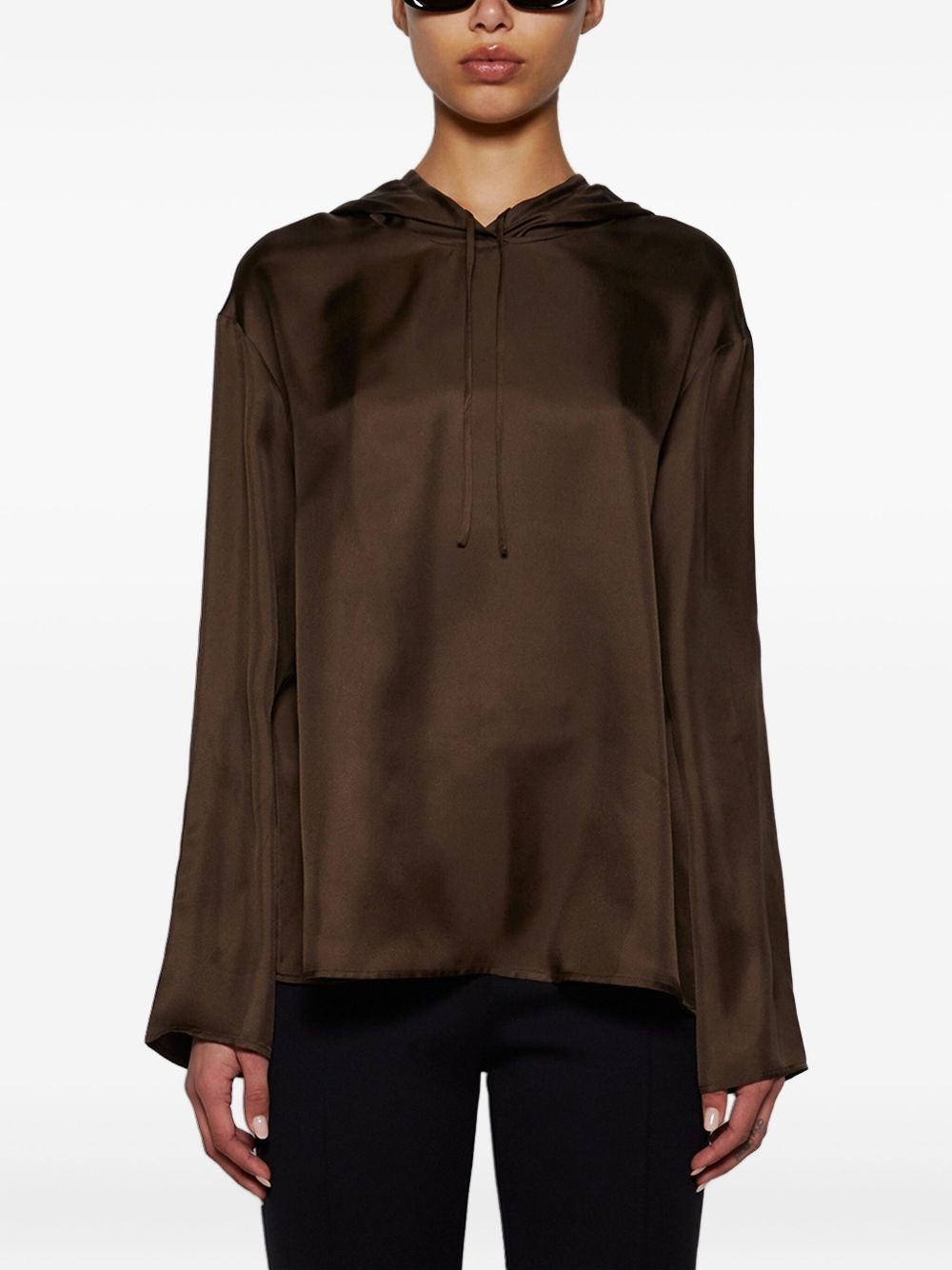 hooded satin long-sleeve top - 3