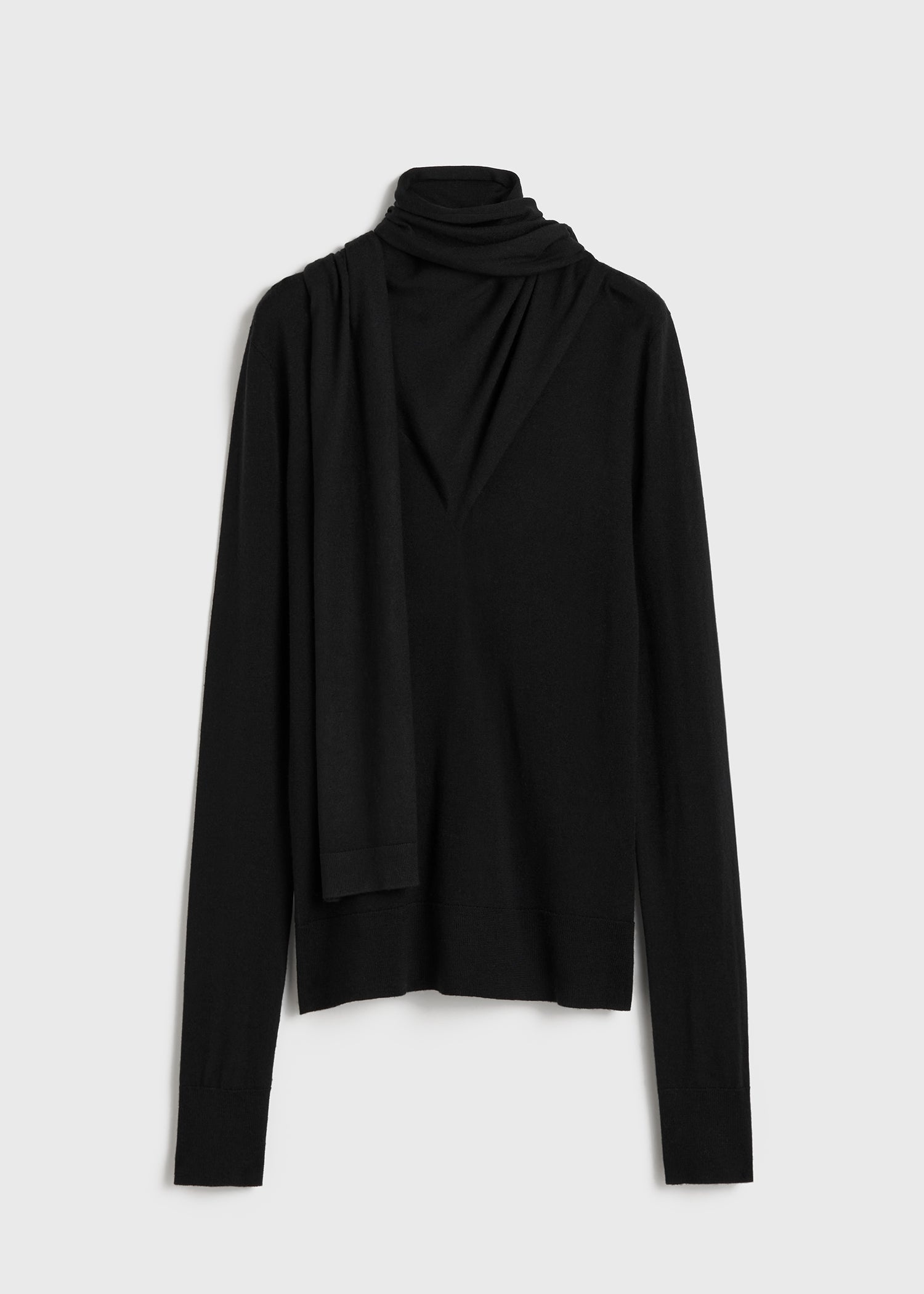 Draped-scarf fine knit black - 1