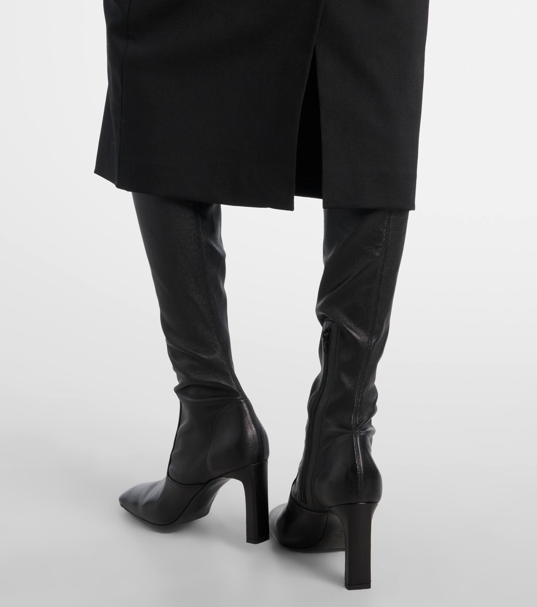 Belted wool pencil skirt - 5