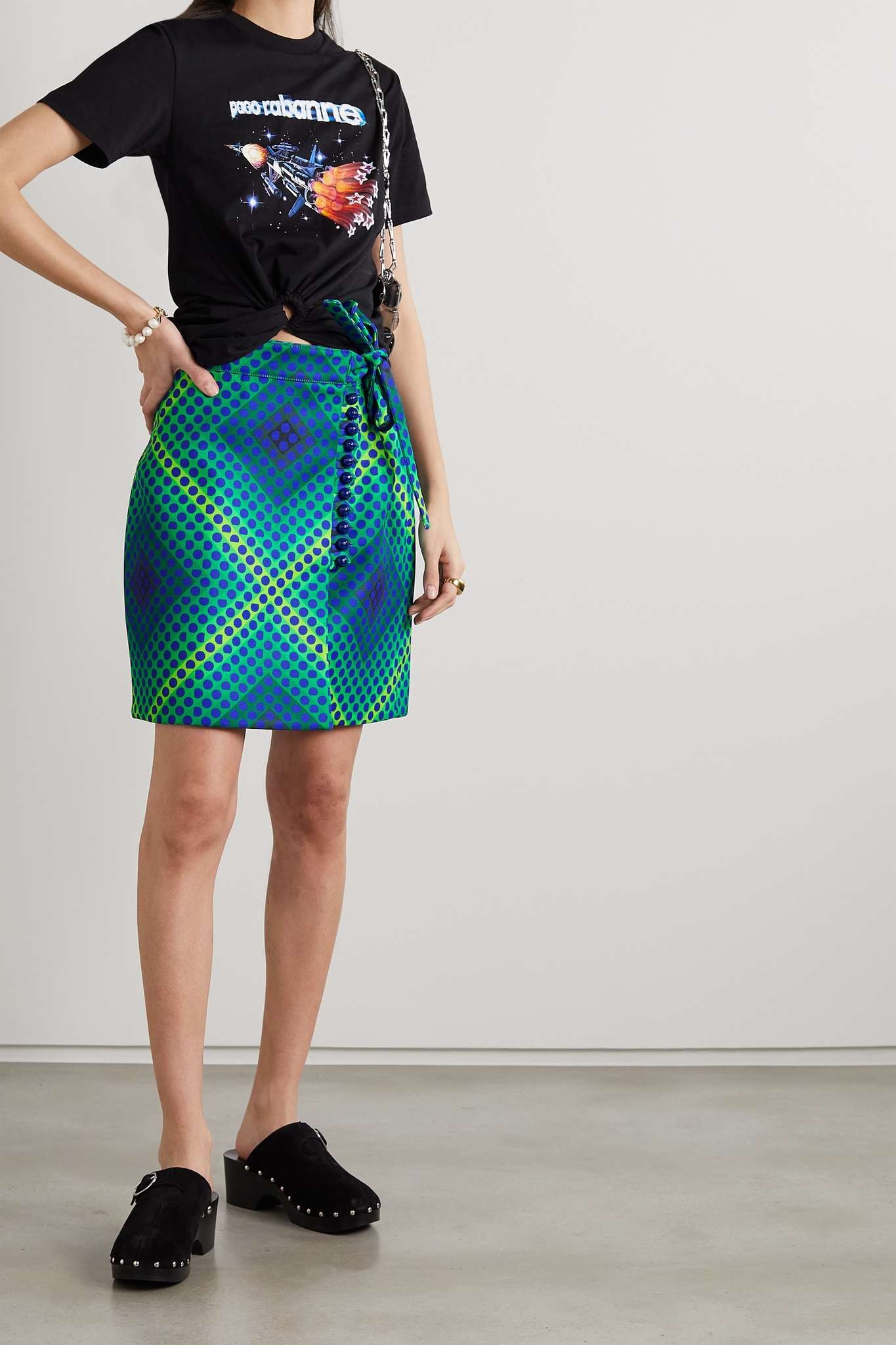 Printed twill wrap mini skirt - 2