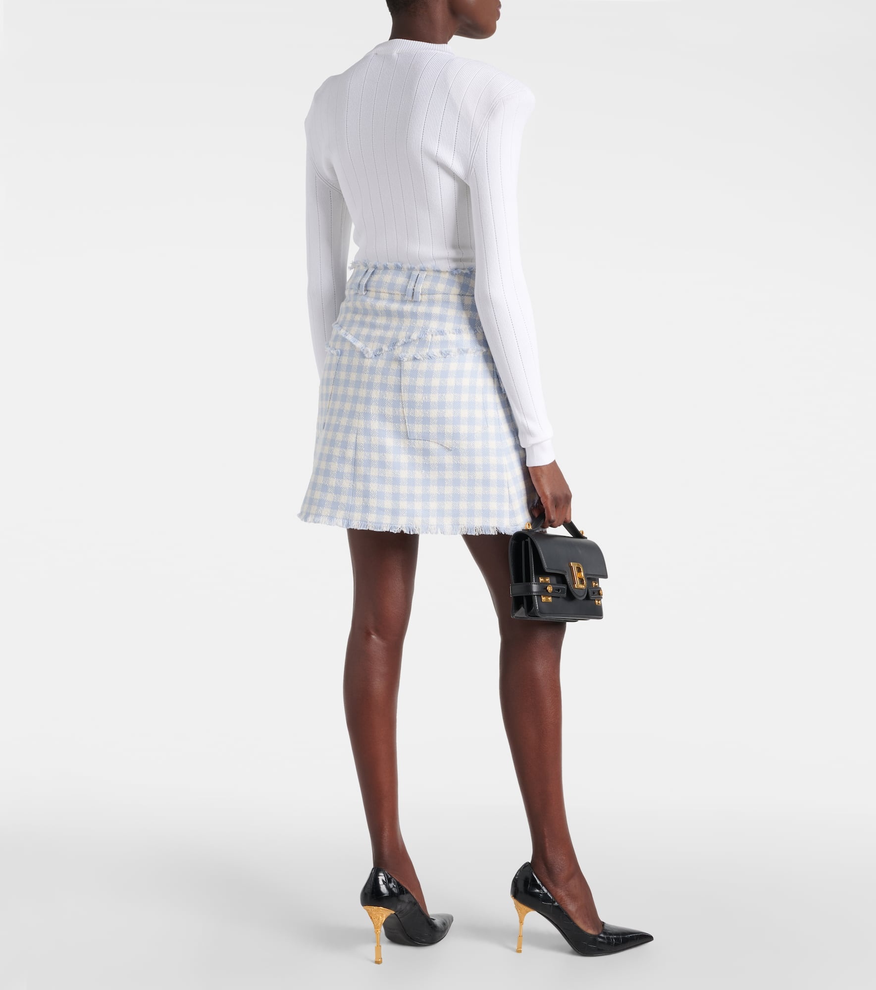 Checked cotton-blend tweed miniskirt - 3