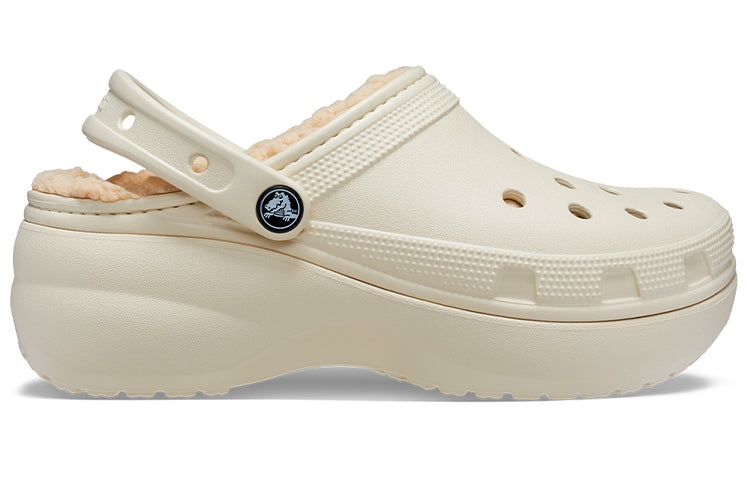 (WMNS) Crocs Classic Platform Lined Clog 'Bone' 207938-2Y2 - 2
