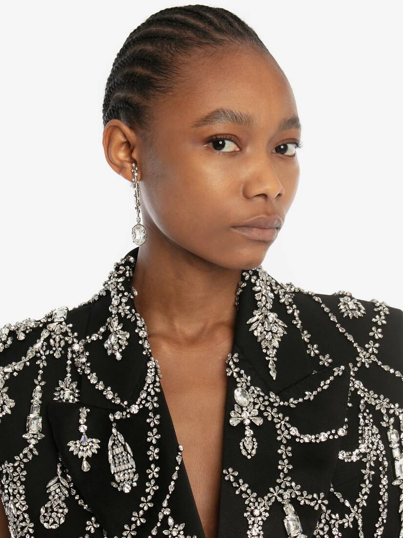 Embellished Stick Earrings in Antique Silver - 5