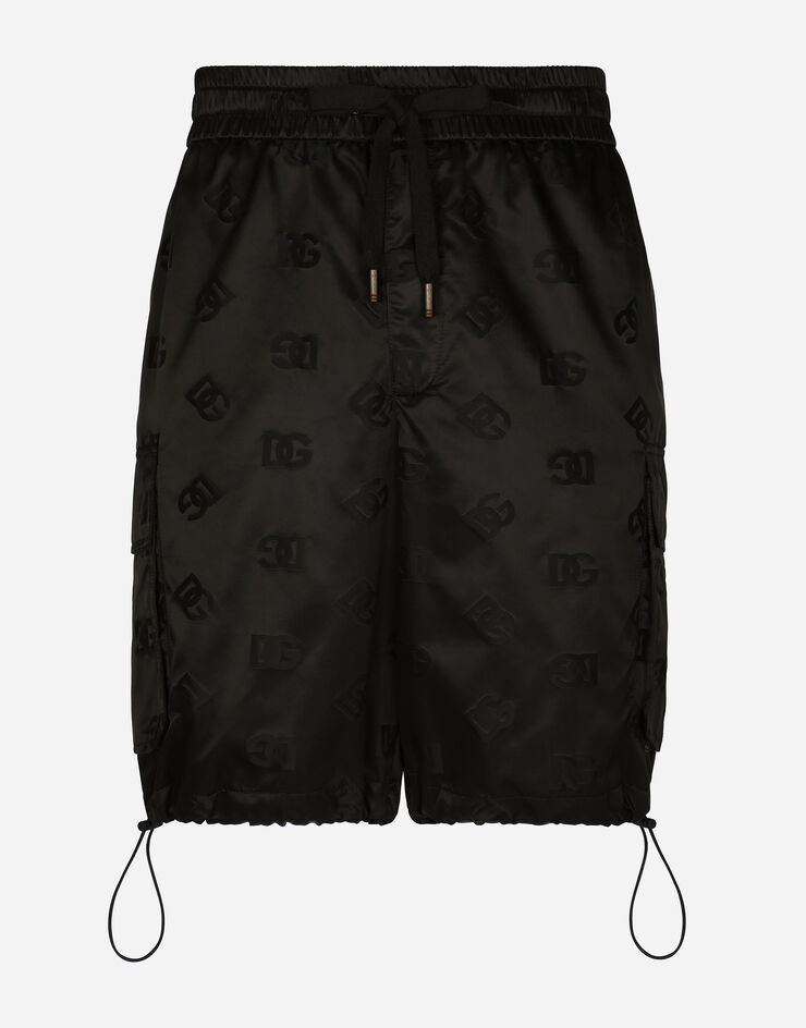 Satin jacquard cargo shorts with DG Monogram detail - 1