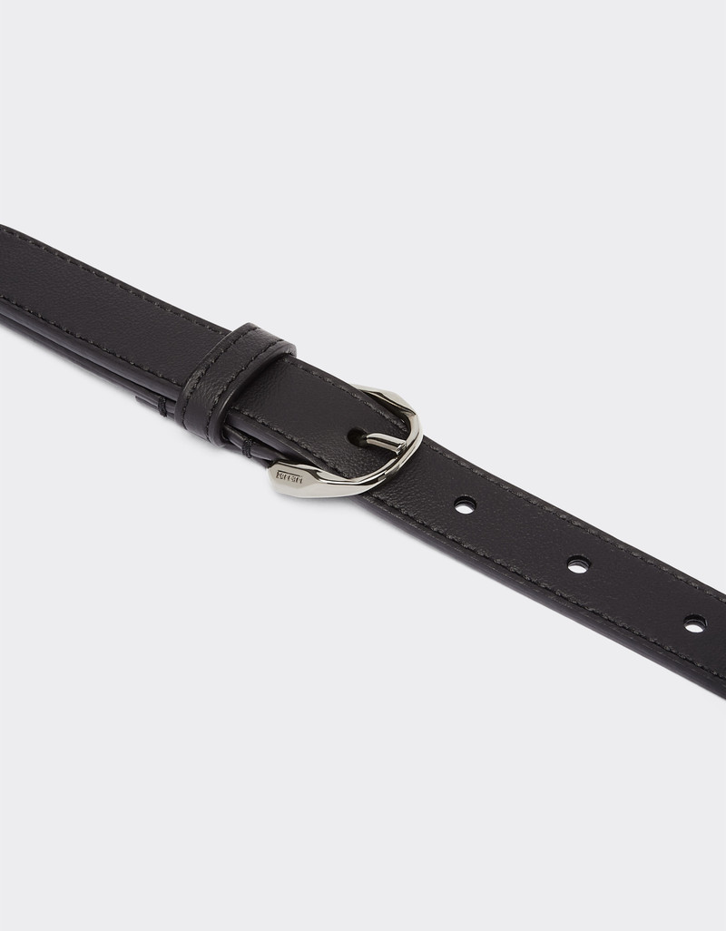 Thin leather belt with Prancing Horse detail 3