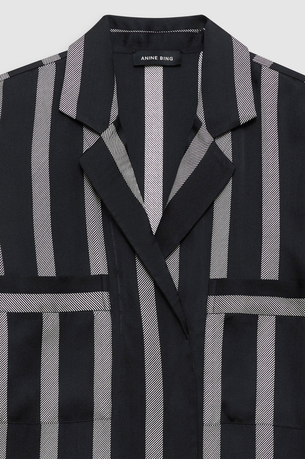 Lynette Shirt - Black Herringbone Stripe - 4