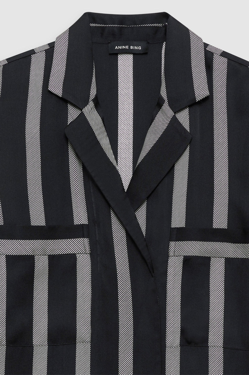 Lynette Shirt - Black Herringbone Stripe 4