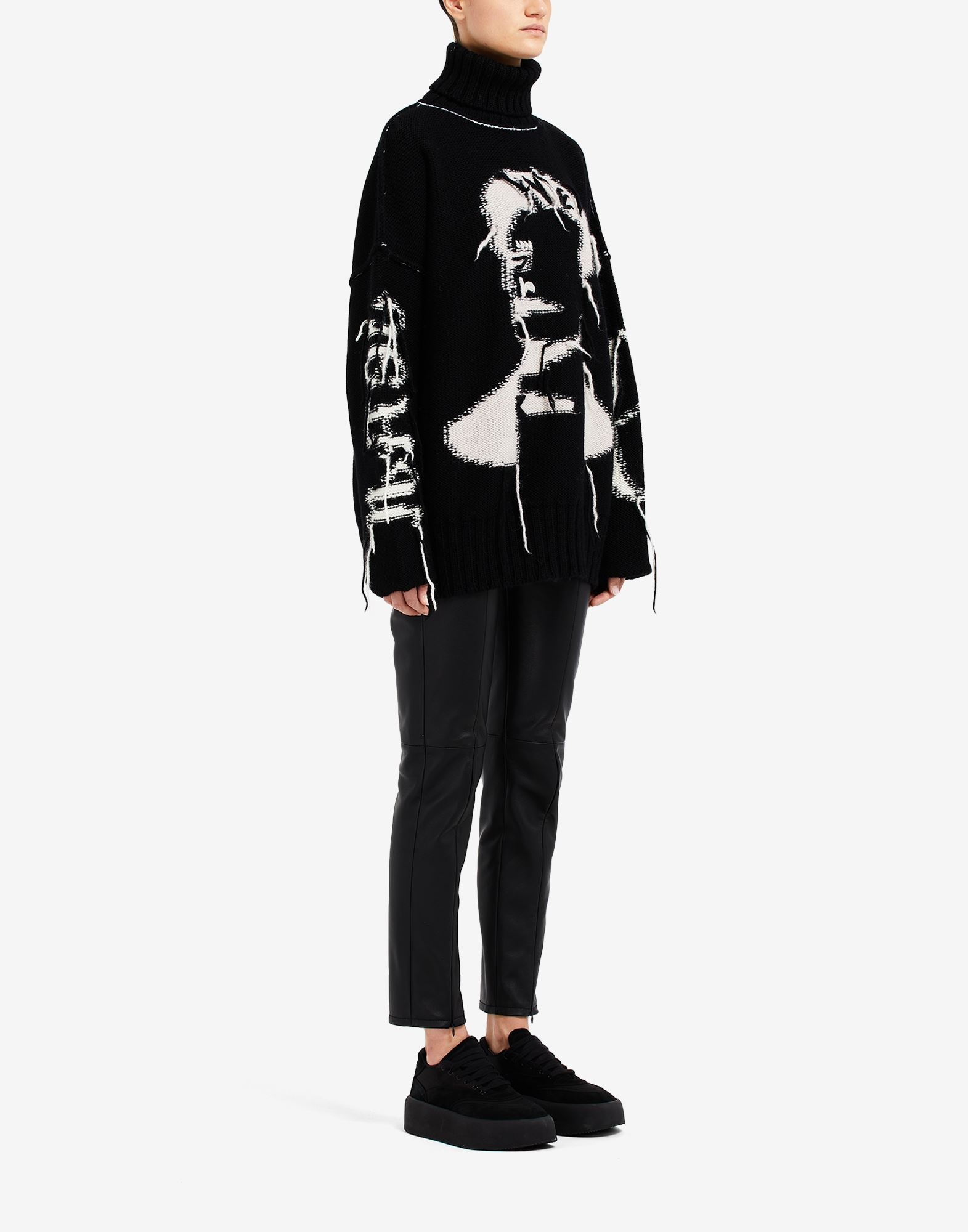 Reversed intarsia polo-neck sweater - 3