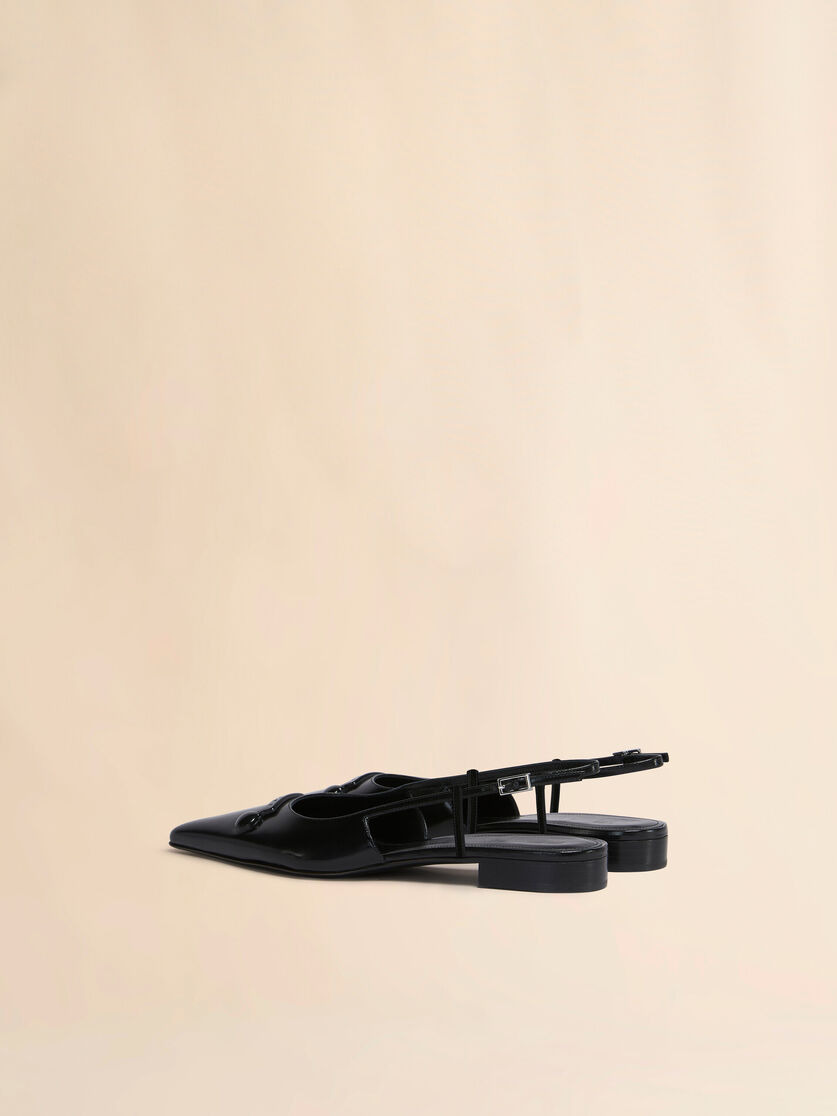 BLACK LEATHER TRUNKAROO POINTED TOE SLINGBACK - 3