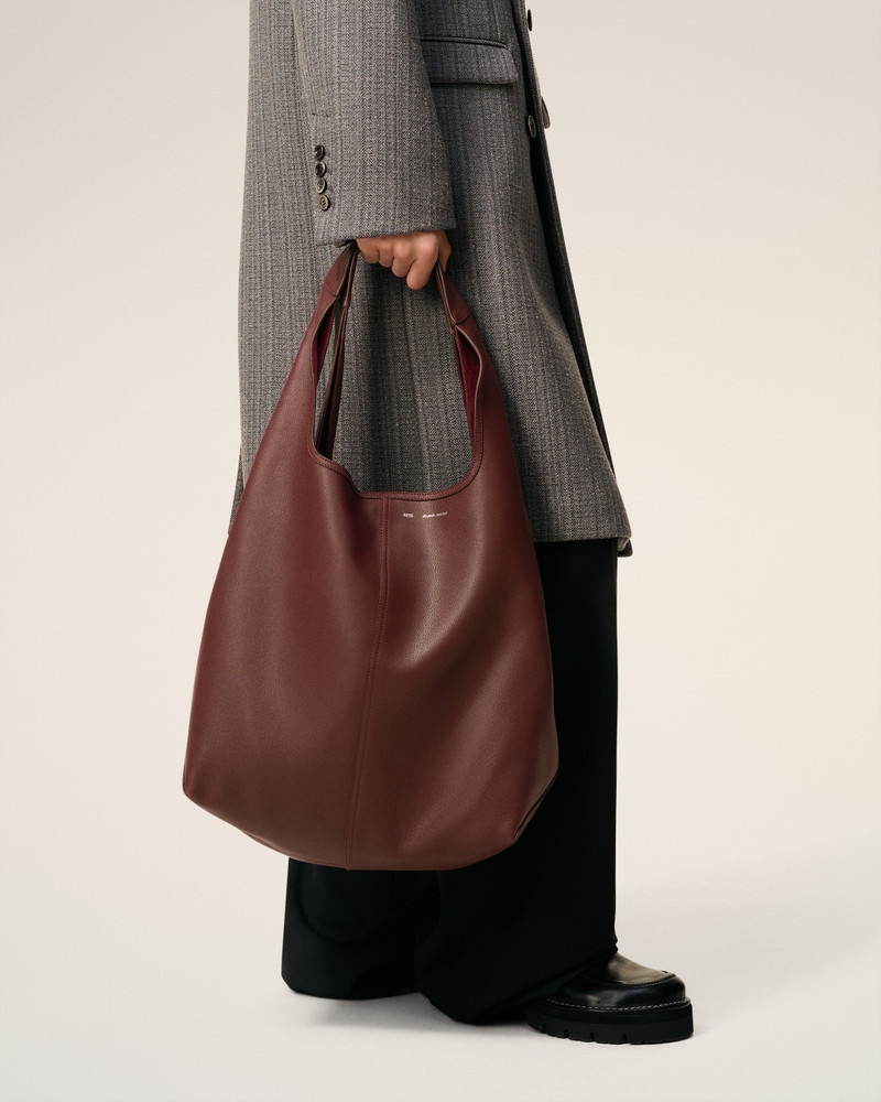 AMI Paris BURGUNDY SUPPLE LEATHER ETIENNE HOBO BAG outlook