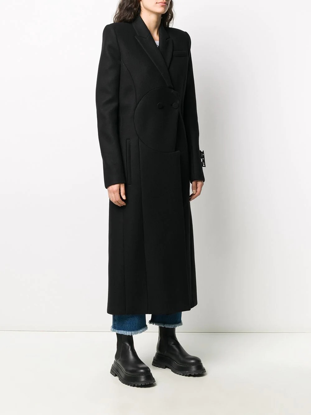 double-breasted mid-length coat - 3