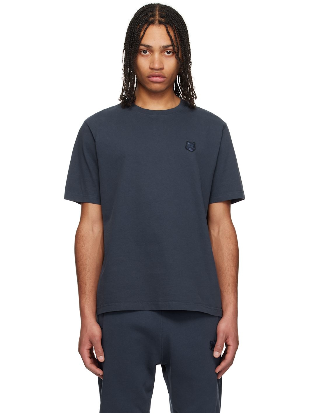 Navy Bold Fox Head Patch Comfort T-shirt - 1