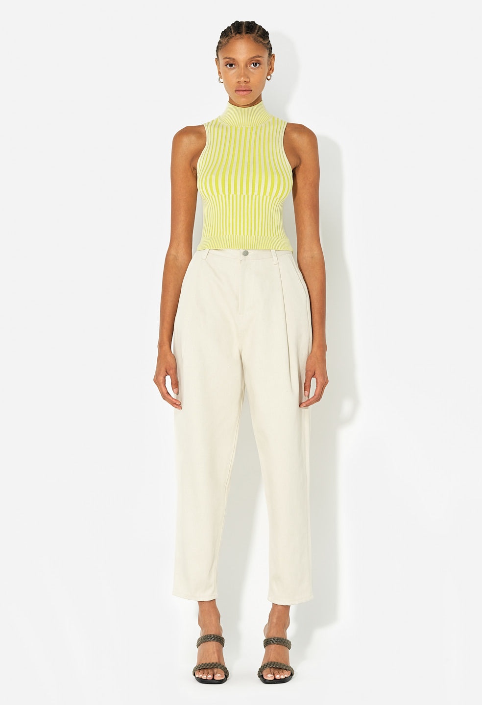 SILK COTTON RIB MOCK NECK TOP - 2