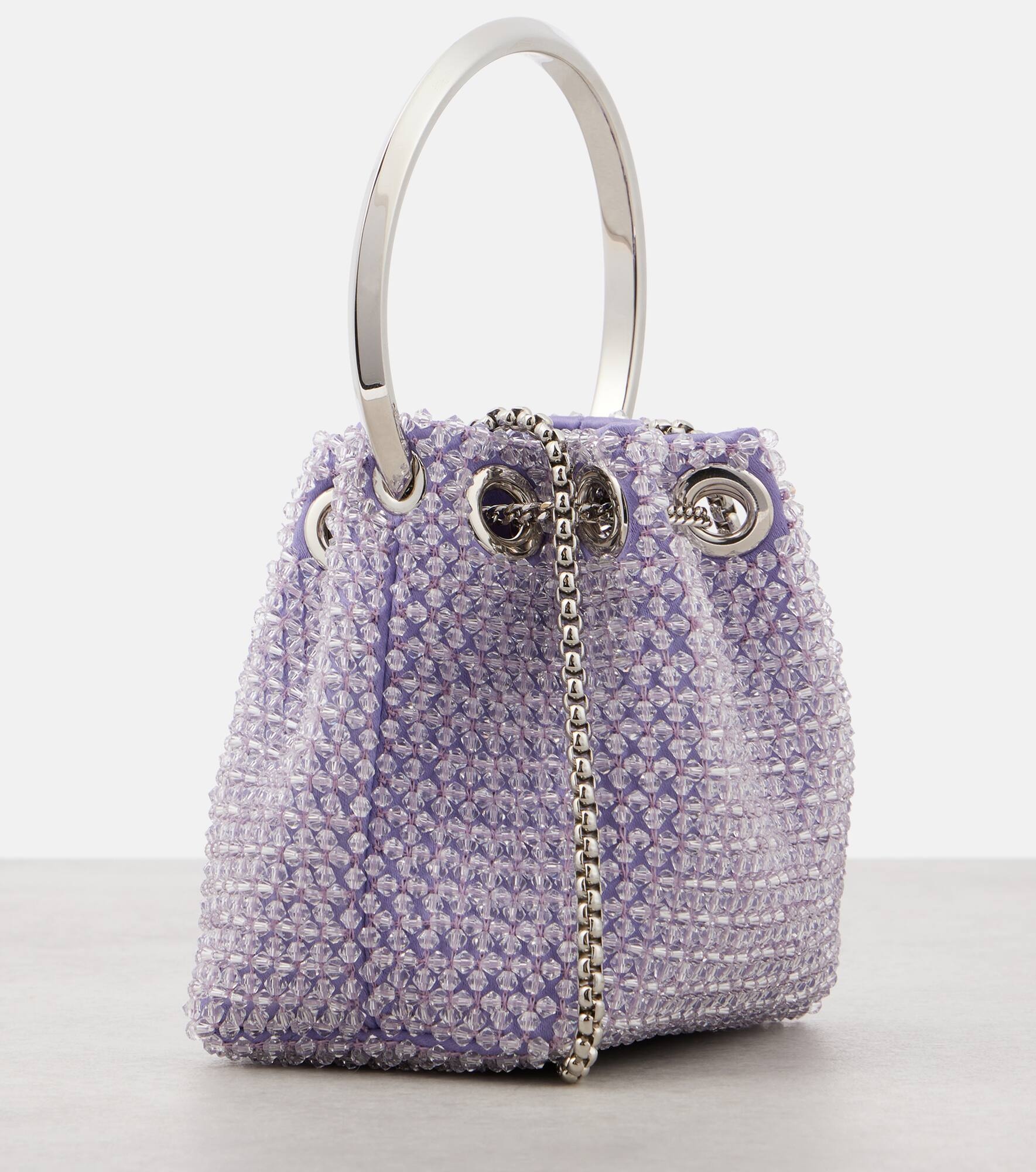 Bon Bon Micro embellished satin bucket bag - 4