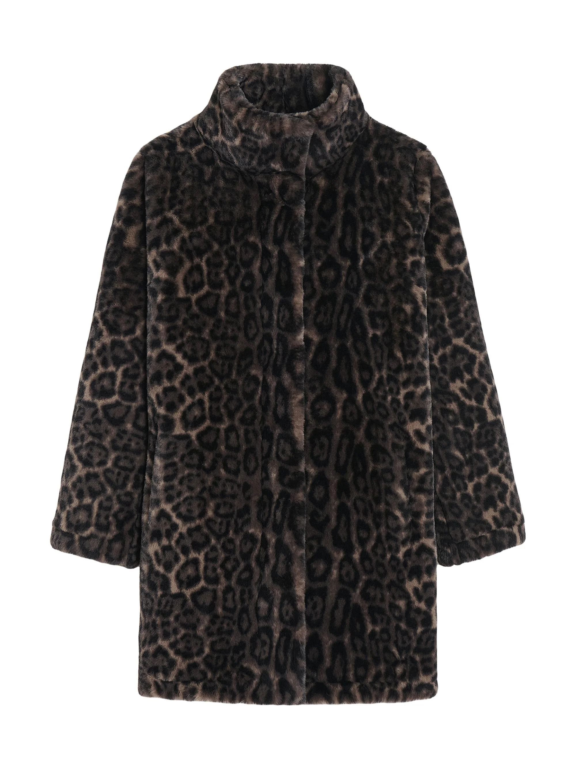 Women's Blair Leopard Faux Fur Coat - Dark Leopard - 1