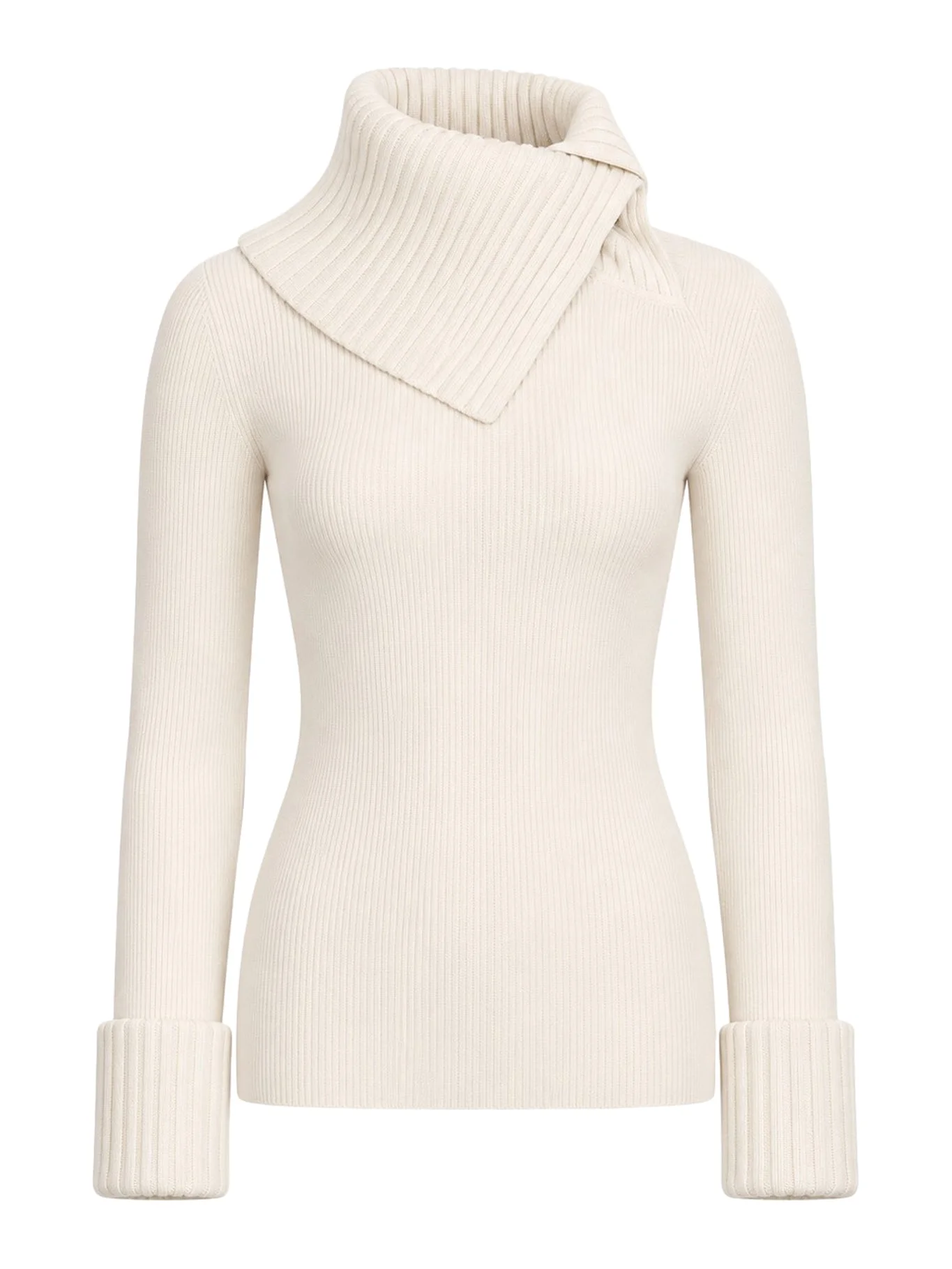 FITTED STRETCH WOOL SWEATER - 1