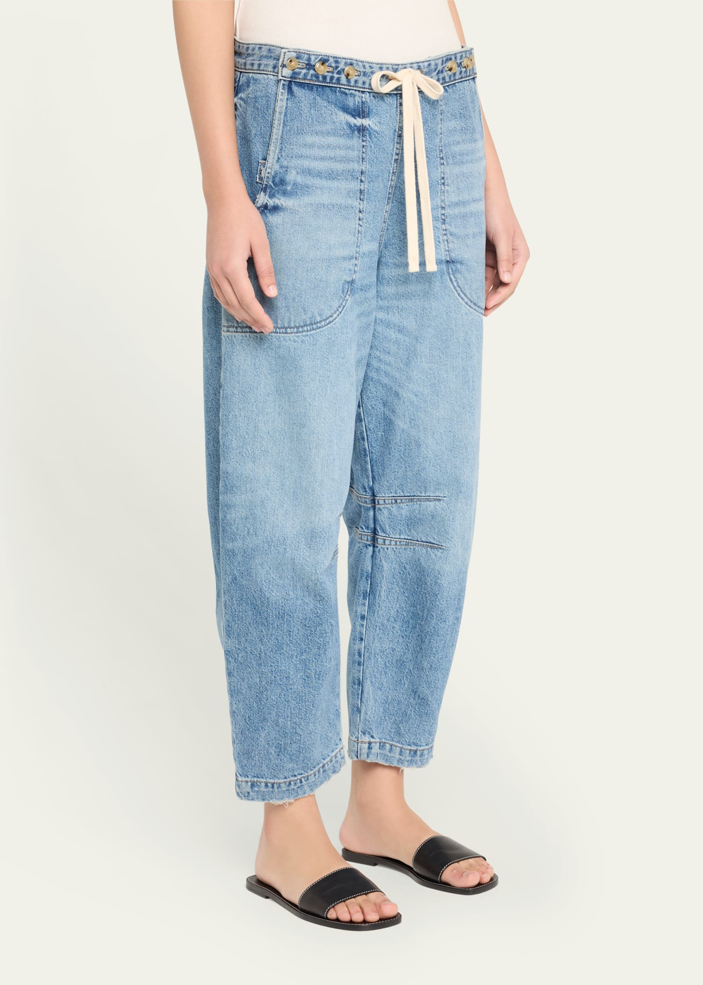 Jetties Beach Drawstring Barrel-Leg Jeans - 4