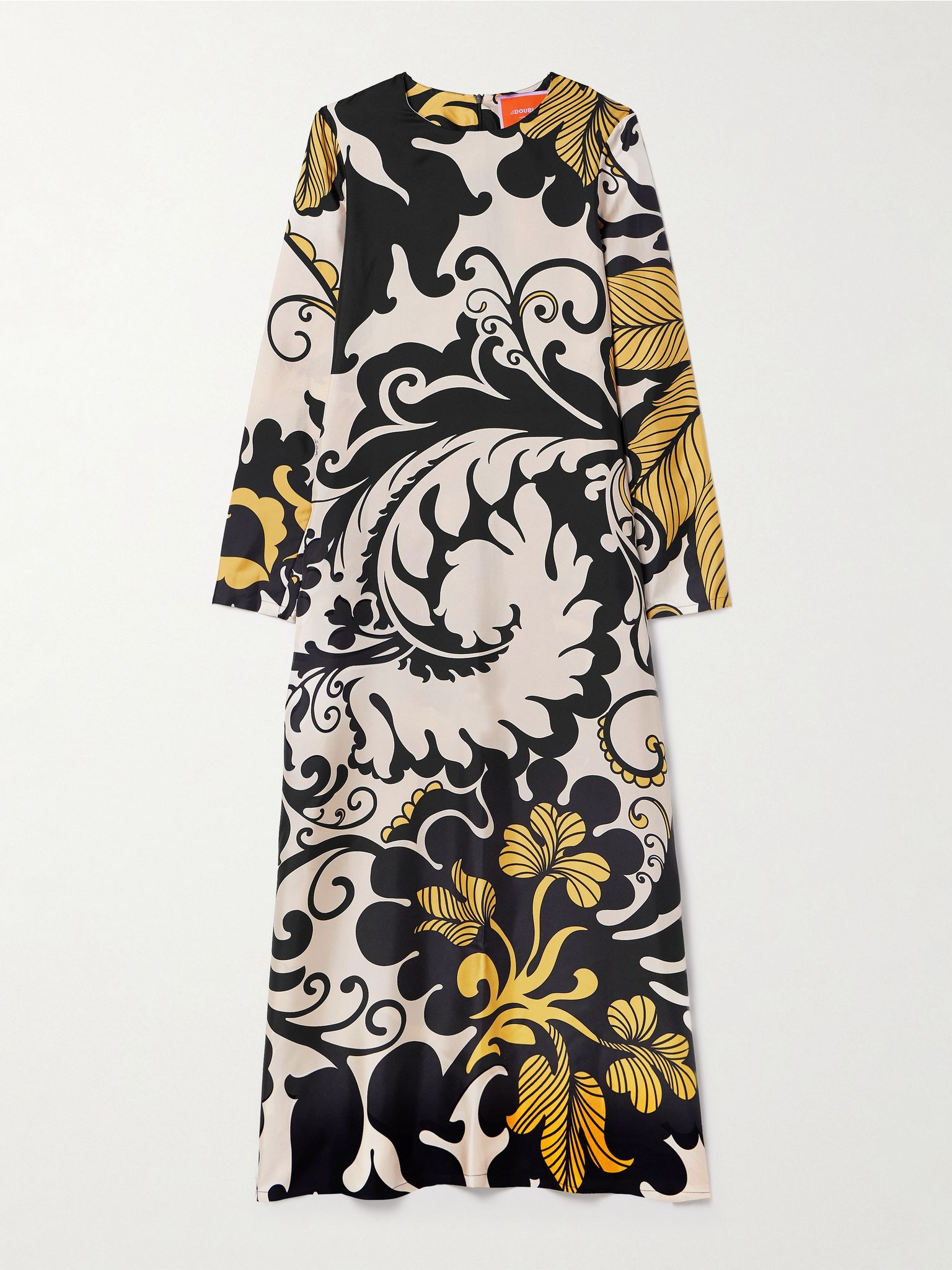 Swing printed silk-twill midi dress Cream - 1