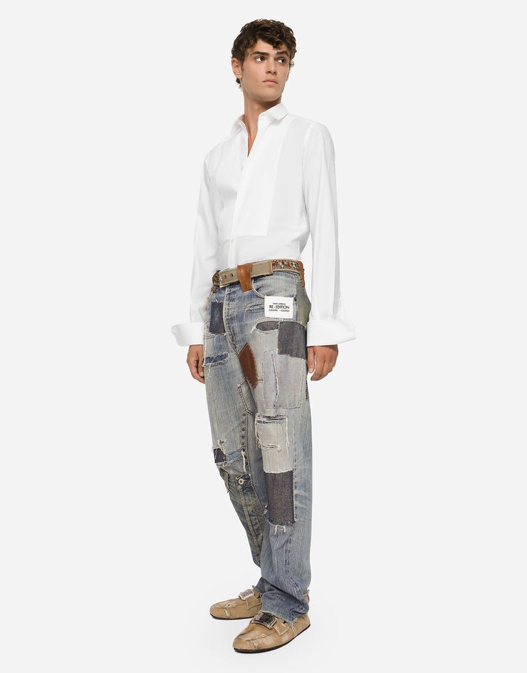 Straight-leg patchwork denim jeans - 5