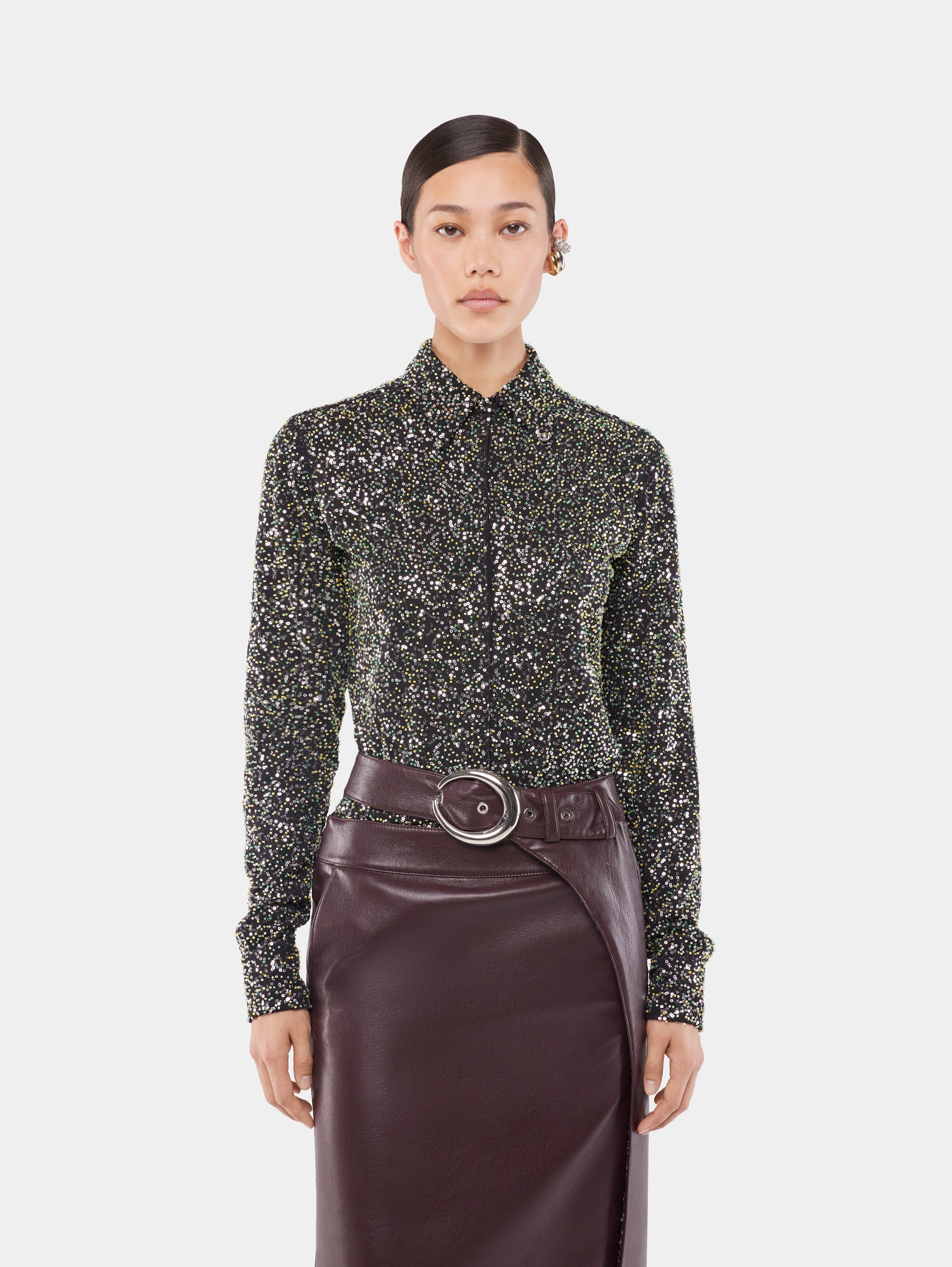 SHIRT IN CREPE WITH SEQUIN EMBROIDERY DETAILS - 5