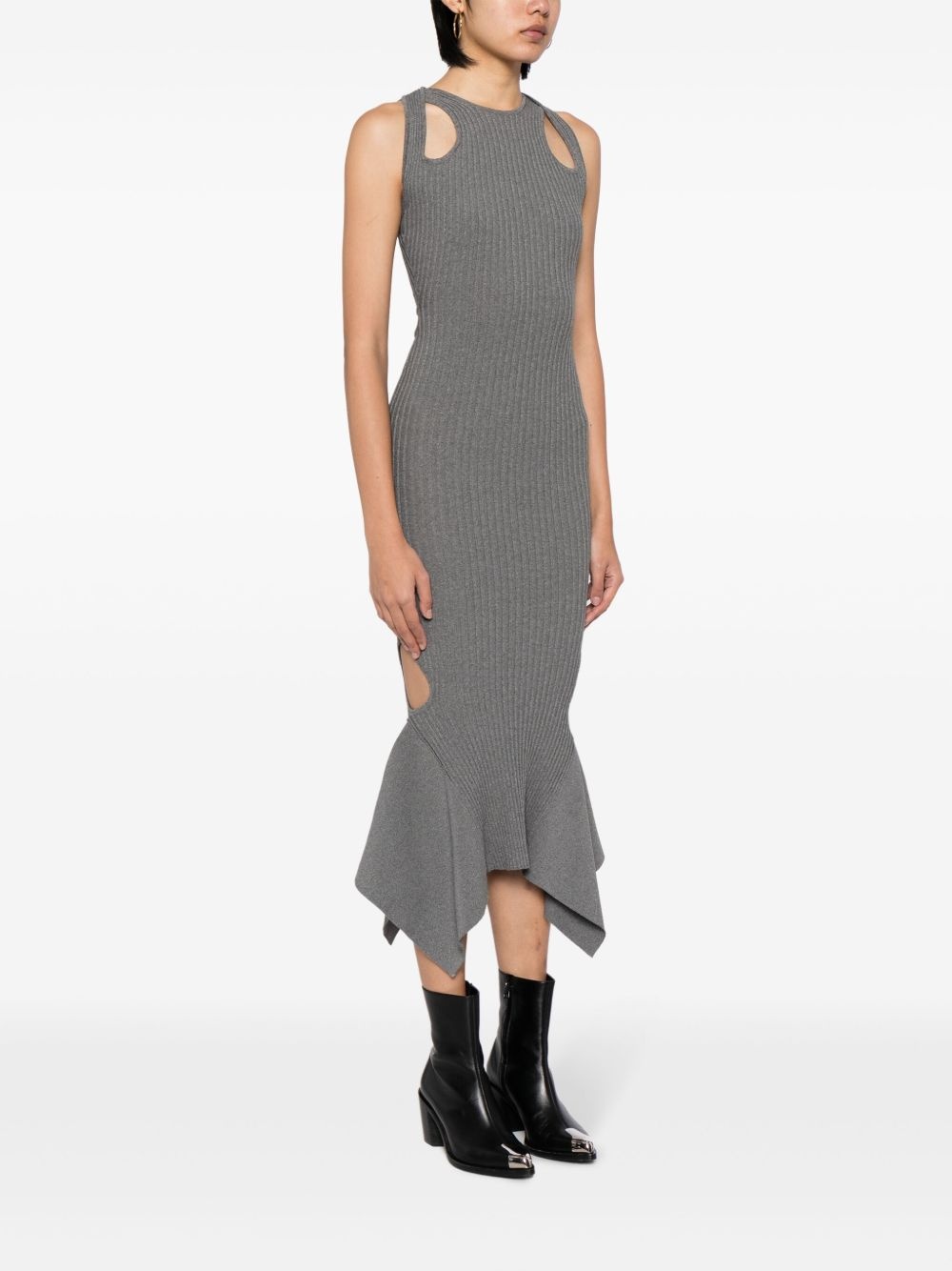 cut-out ribbed midi dress - 3