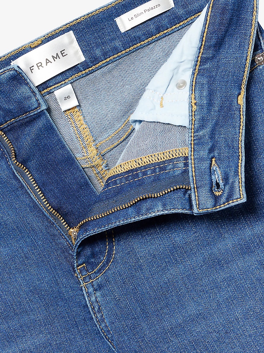 Le Slim Palazzo Five-Pockets Wide-Leg High-Rise Stretch-Denim Blend Jeans - 6