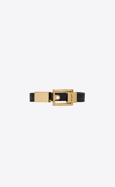 SAINT LAURENT carré bracelet in leather and metal outlook