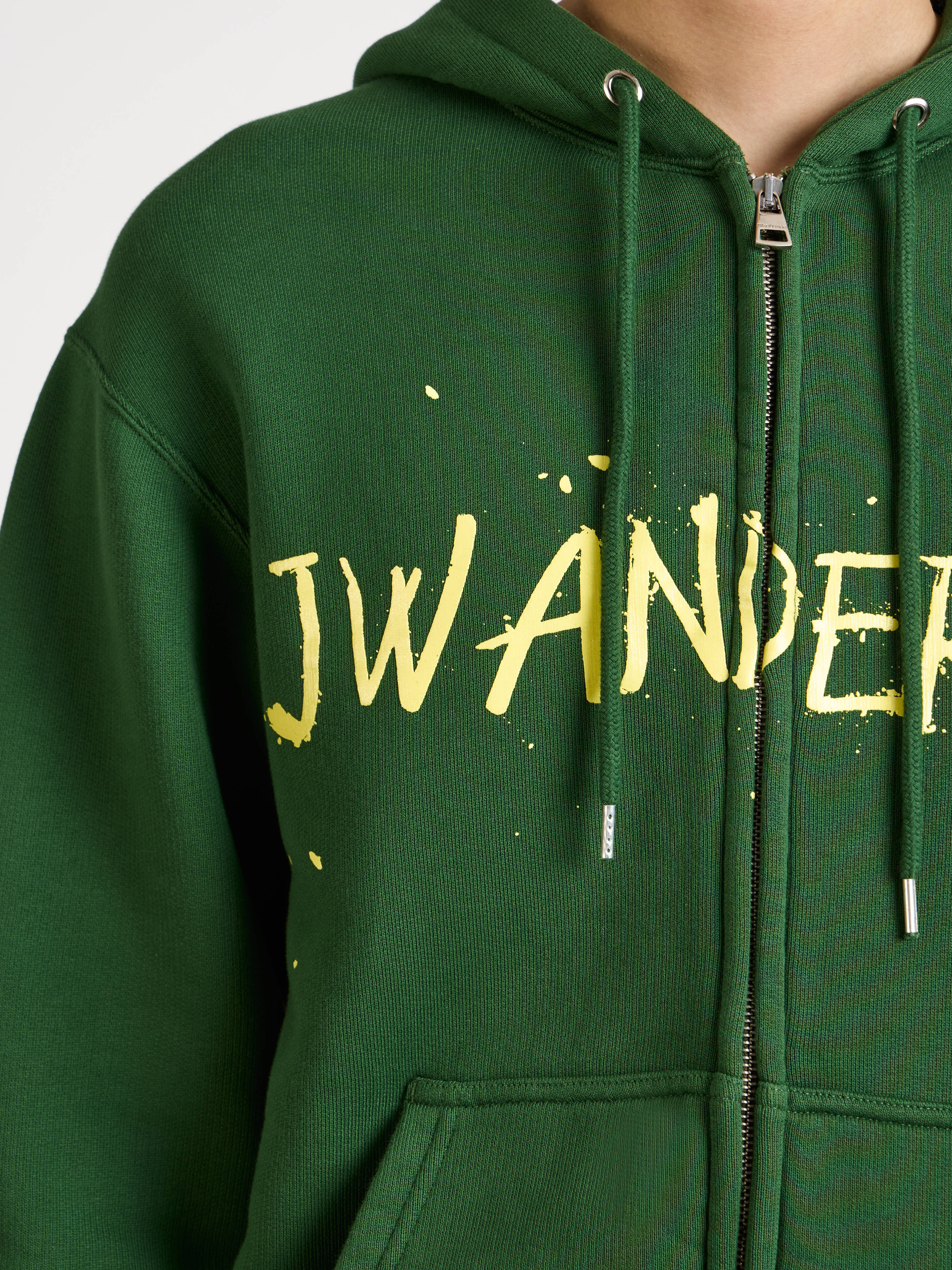ZIP FRONT PRINT HOODIE IN GREEN - 6