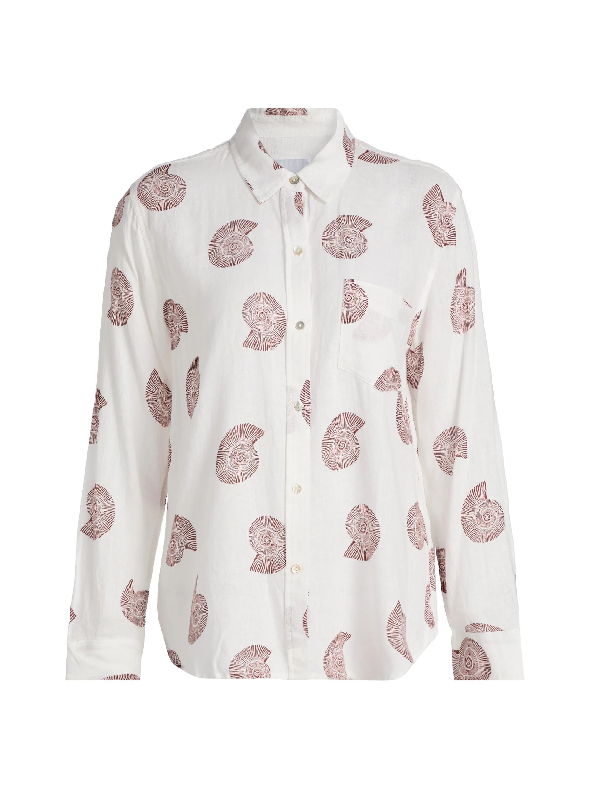 Women's Charli Seashell-Print Linen-Blend Shirt - Spiral Shells - 1