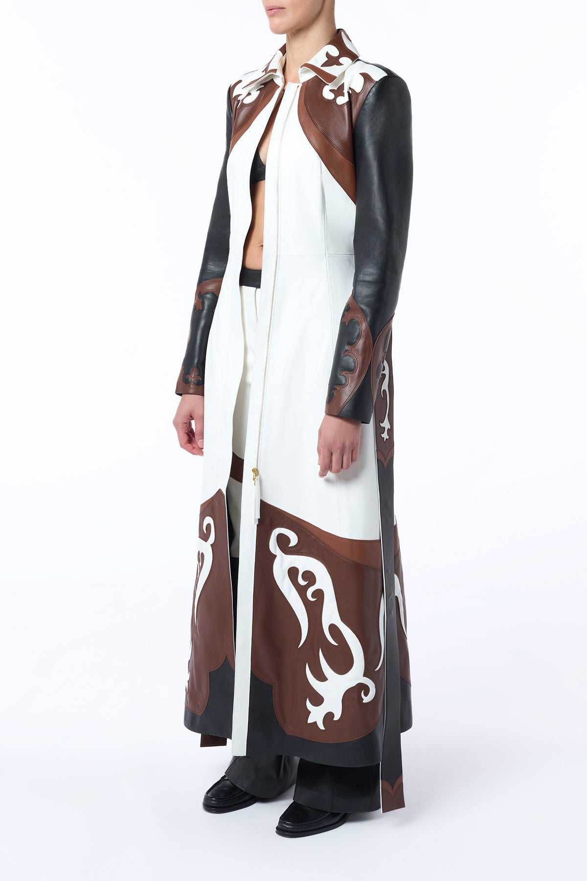 Jemme Western Trench Coat in Multi Nappa Leather - 4